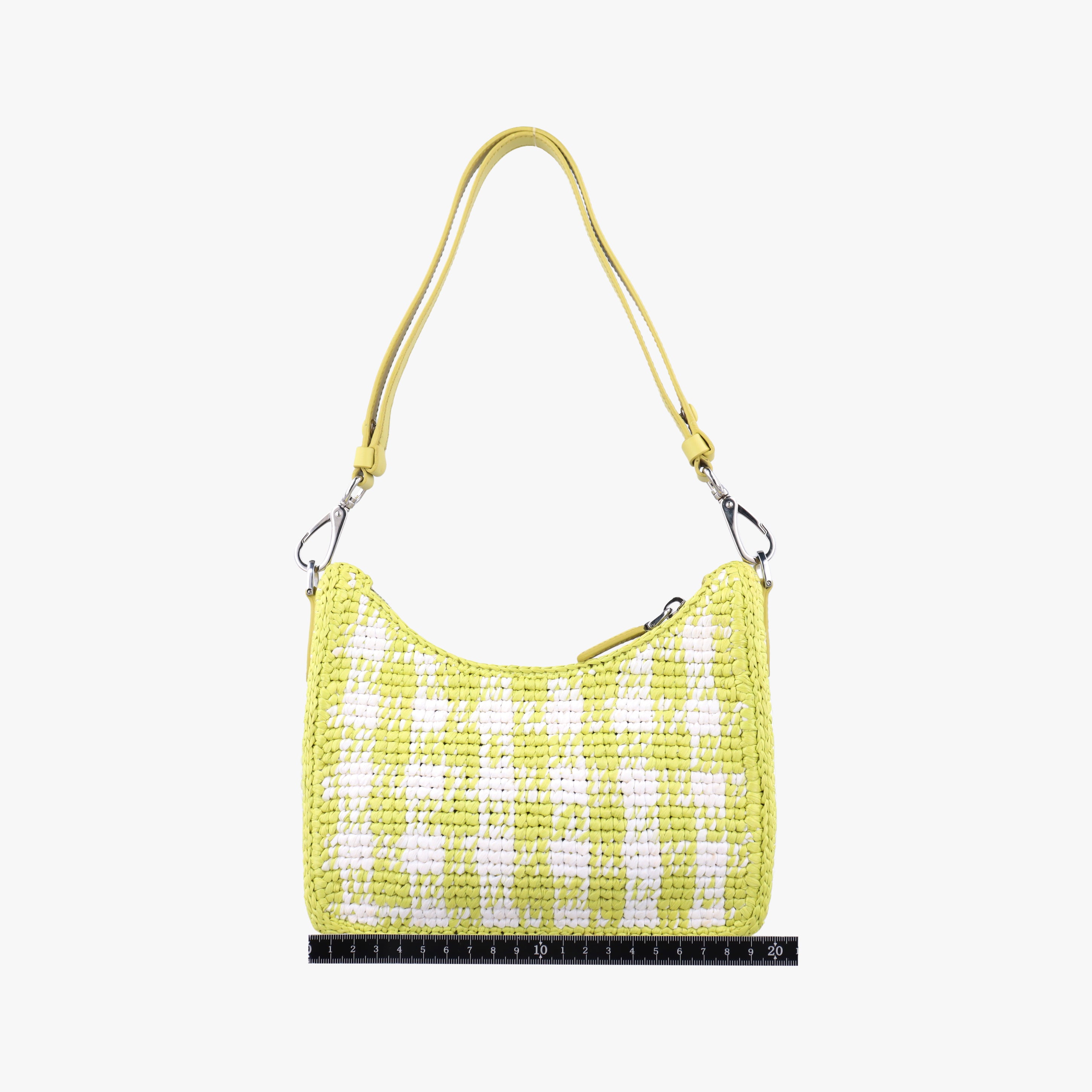 Pre-owned Prada Re-Edition 2005 Yellow x White straw  handbag | stylenewstar