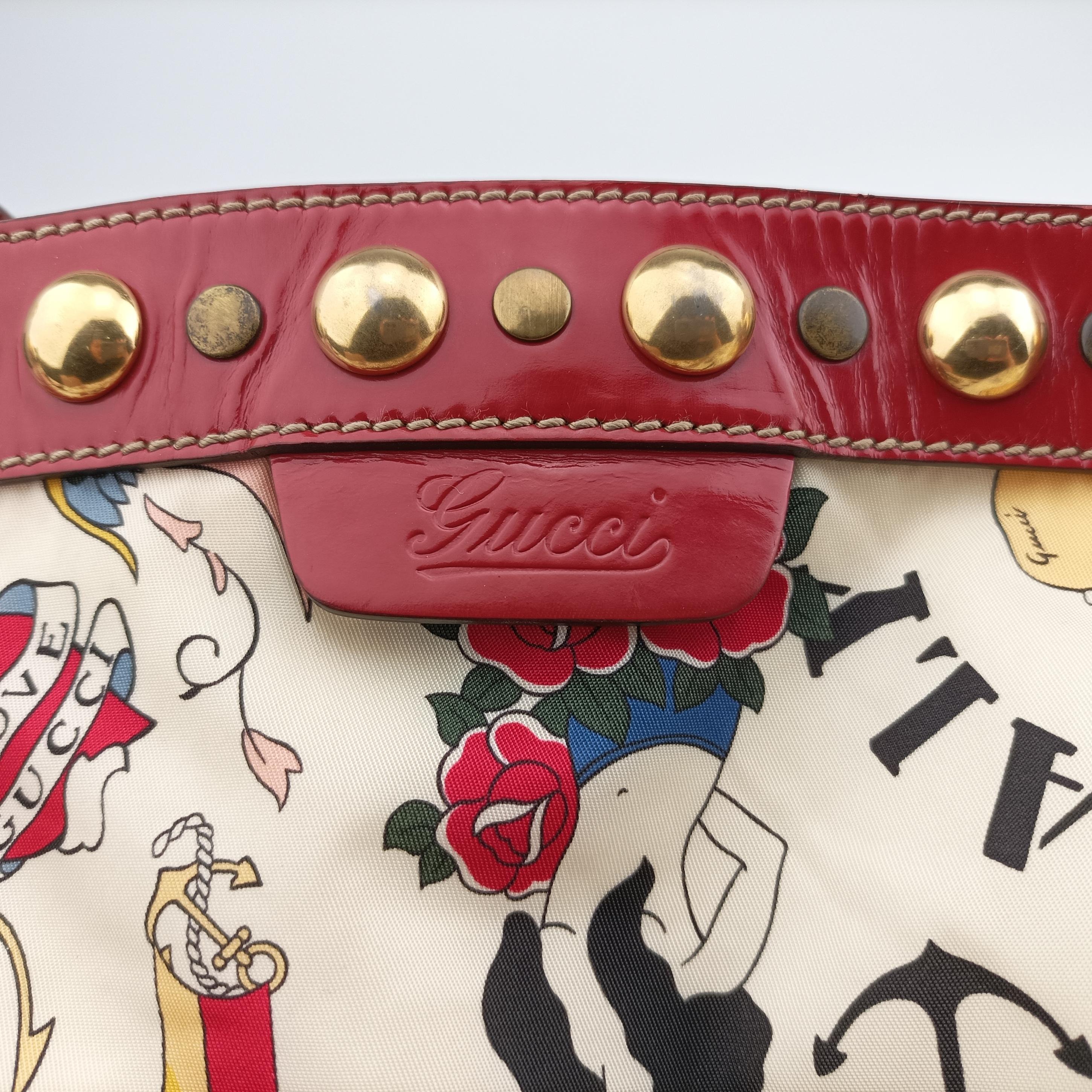 Vintage Gucci Beach Shopper White×Multicolour nylon 207292 handbag | stylenewstar