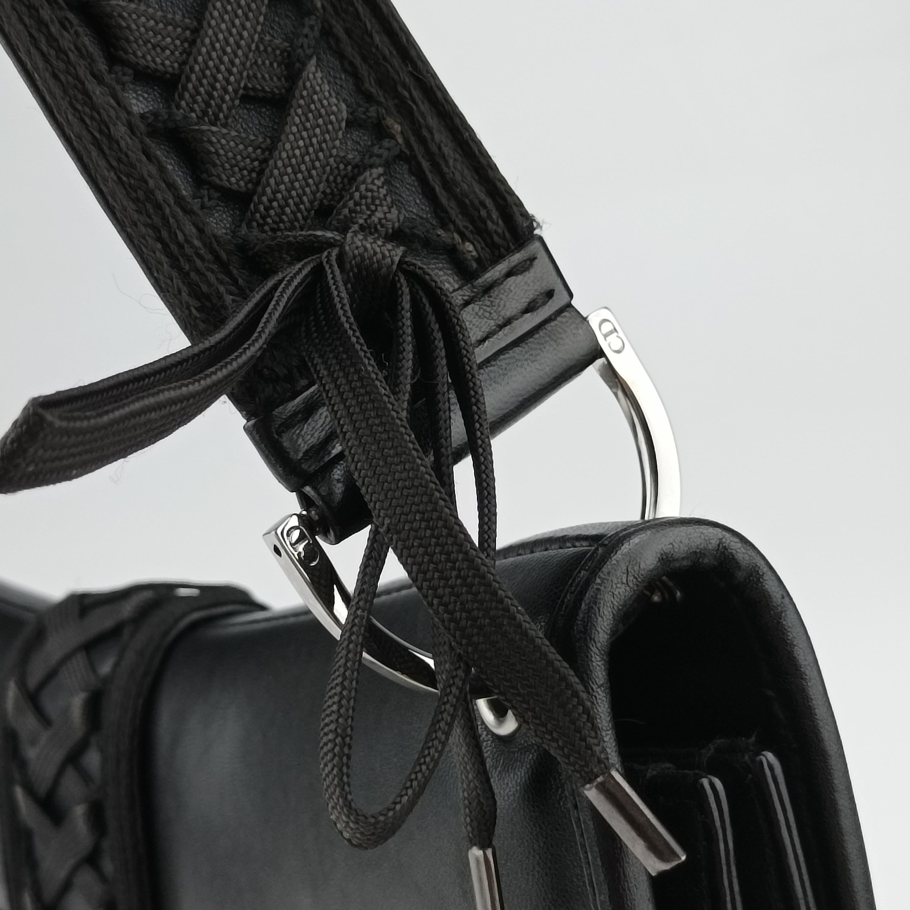 Pre-owned Christian Dior Admit It Corset Hobo Black Leather  shoulderbag | stylenewstar