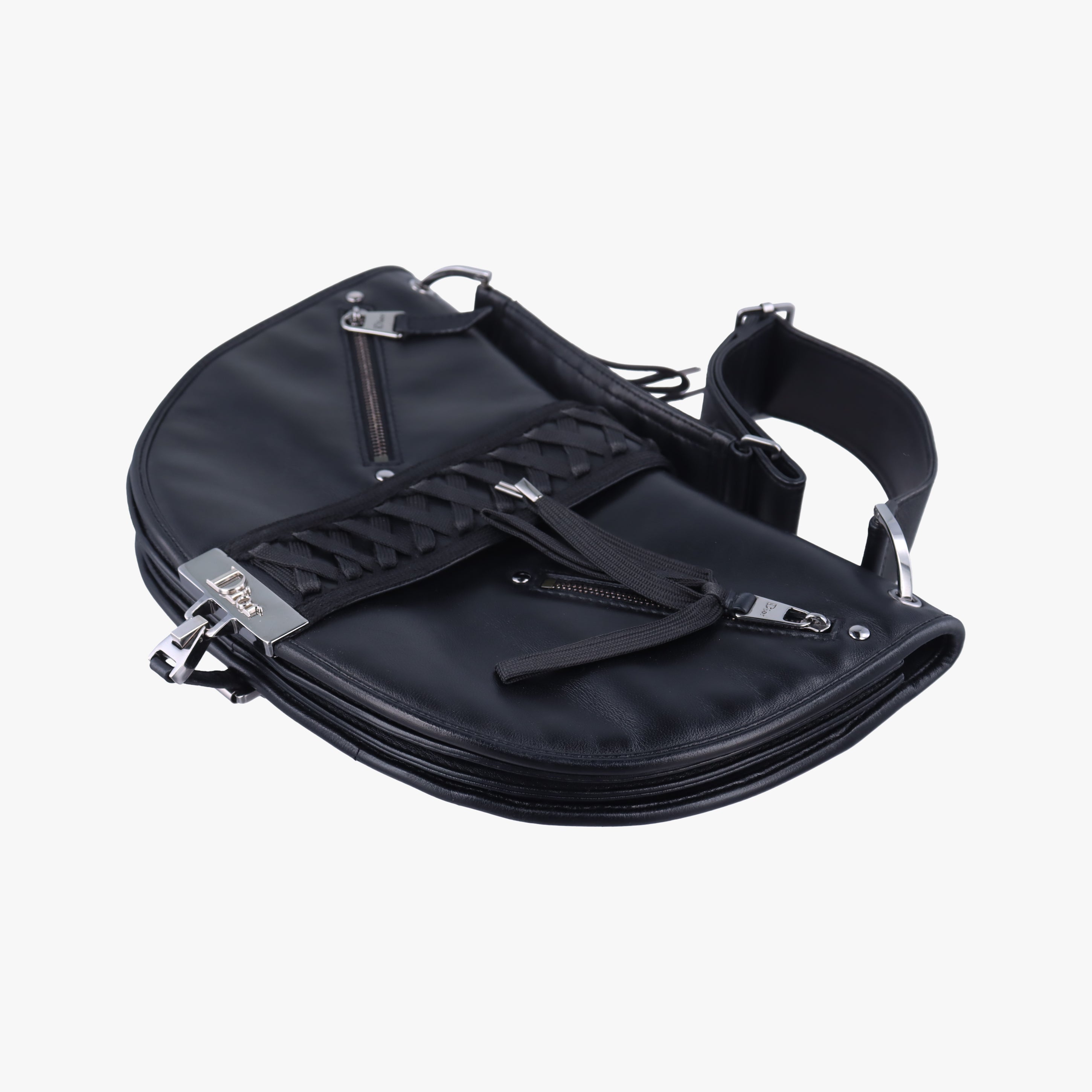 Pre-owned Christian Dior Admit It Corset Hobo Black Leather  shoulderbag | stylenewstar