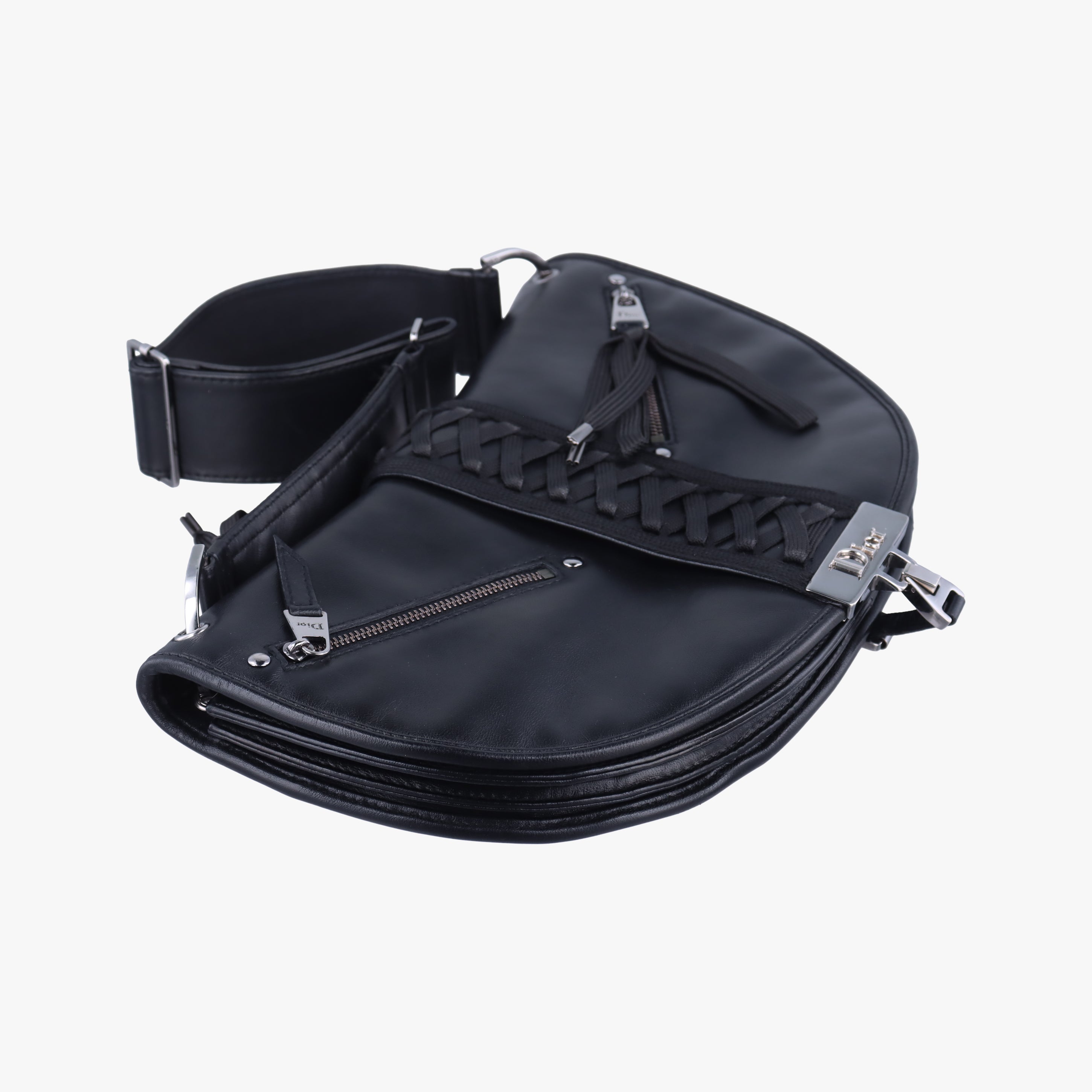 Pre-owned Christian Dior Admit It Corset Hobo Black Leather  shoulderbag | stylenewstar