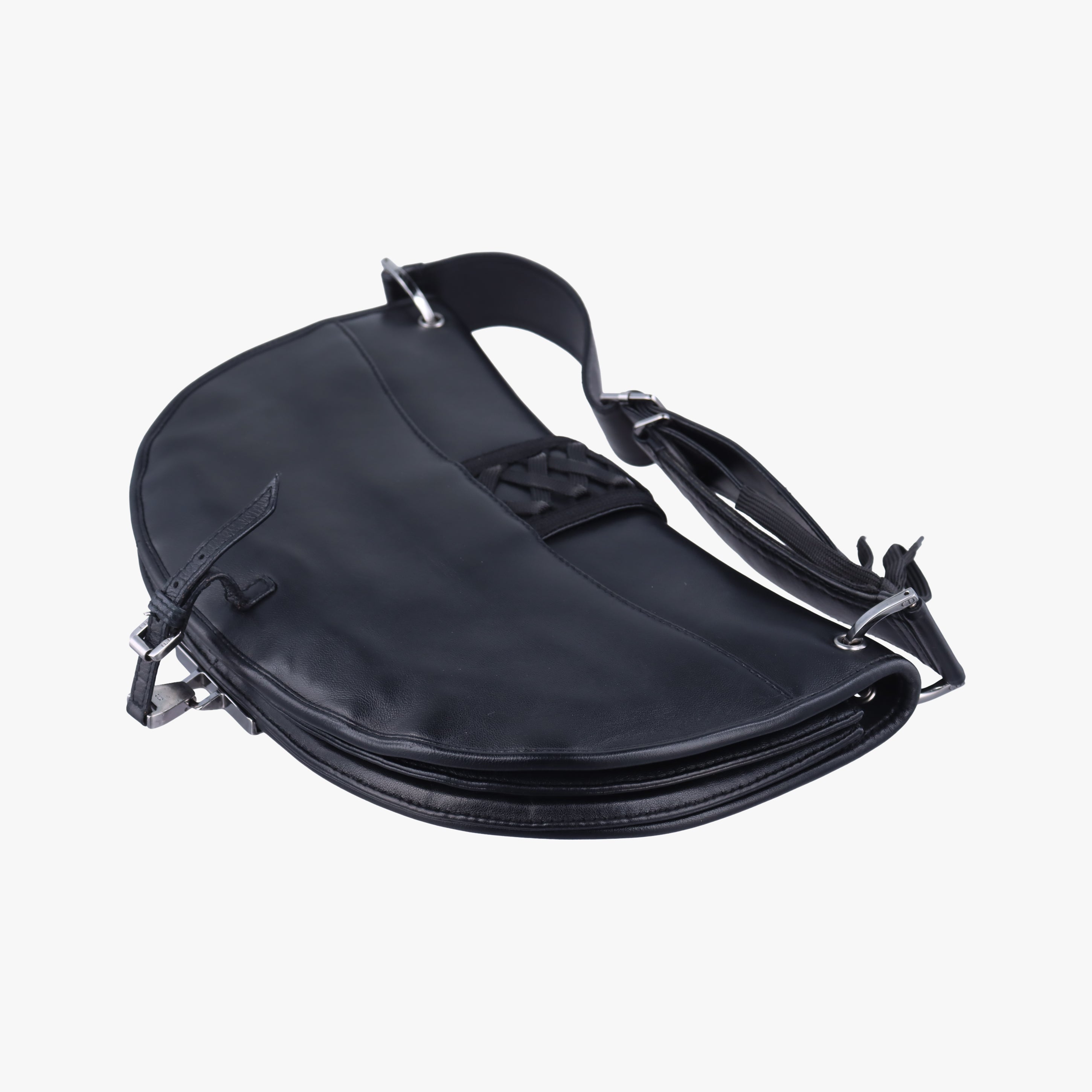 Pre-owned Christian Dior Admit It Corset Hobo Black Leather  shoulderbag | stylenewstar