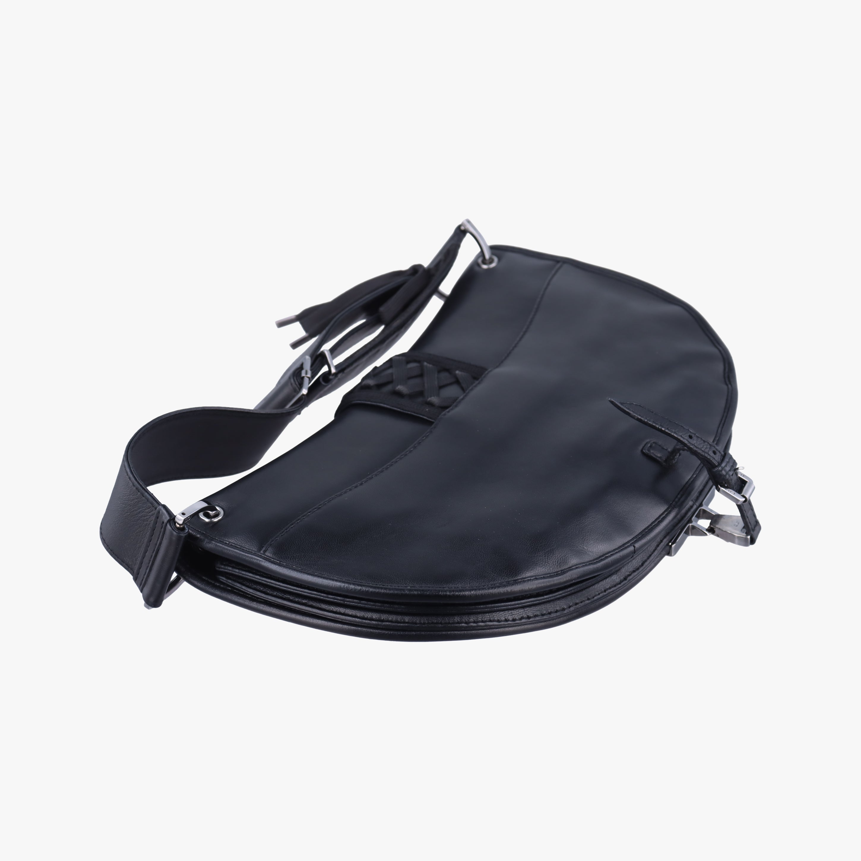 Pre-owned Christian Dior Admit It Corset Hobo Black Leather  shoulderbag | stylenewstar