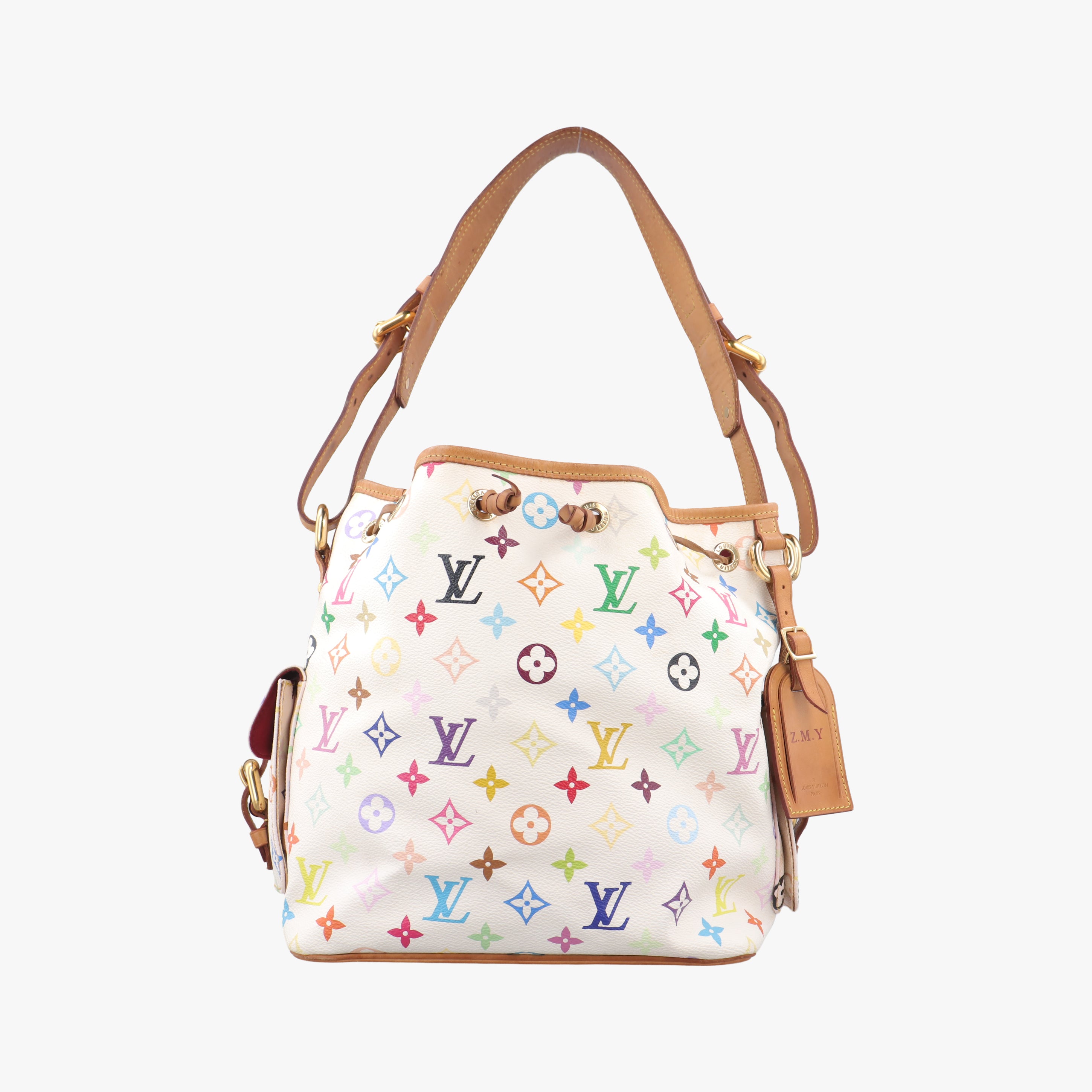 Secondhand Louis Vuitton Petit Noe white Monogram Multicolor M42229 shoulderbag | stylenewstar