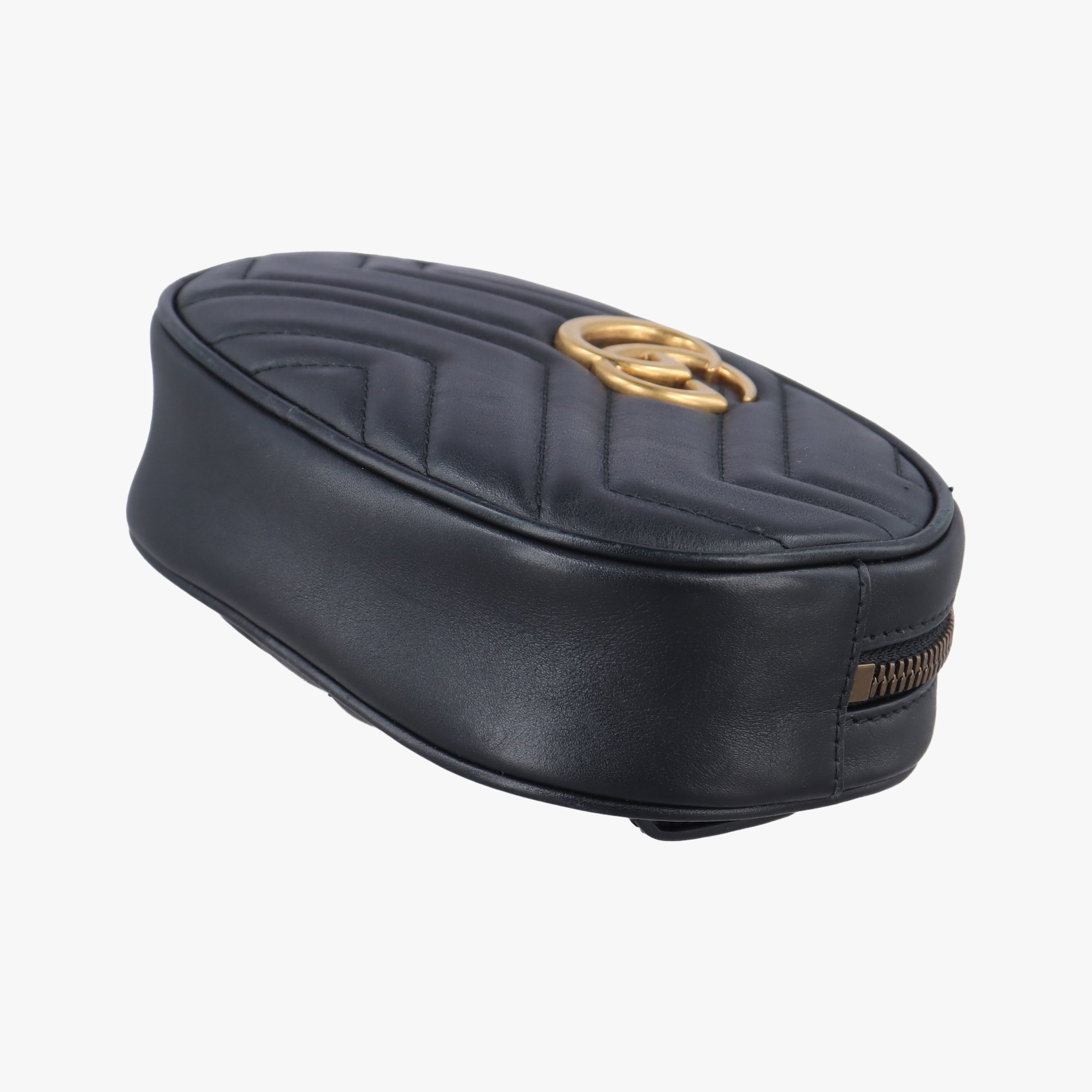 Pre-owned Gucci GG Marmont Black Leather 476434 bum bag/waist bag | stylenewstar