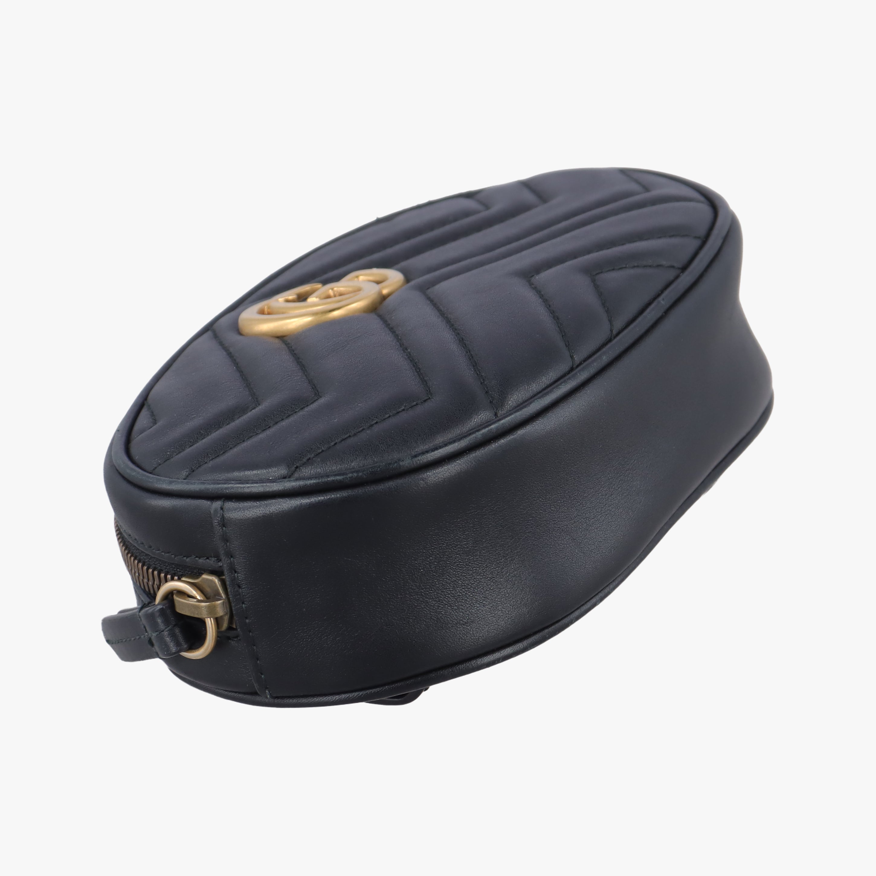 Pre-owned Gucci GG Marmont Black Leather 476434 bum bag/waist bag | stylenewstar