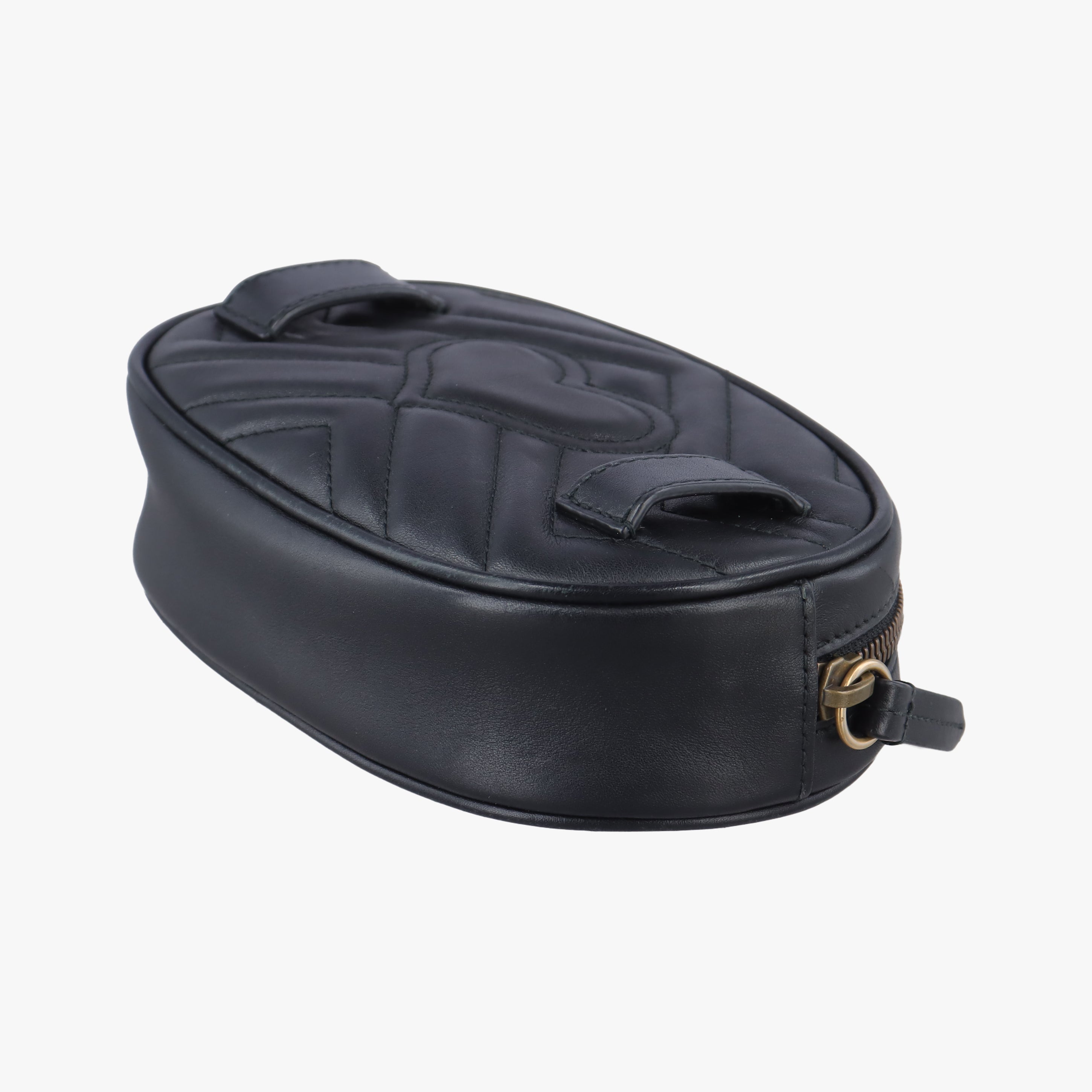 Pre-owned Gucci GG Marmont Black Leather 476434 bum bag/waist bag | stylenewstar