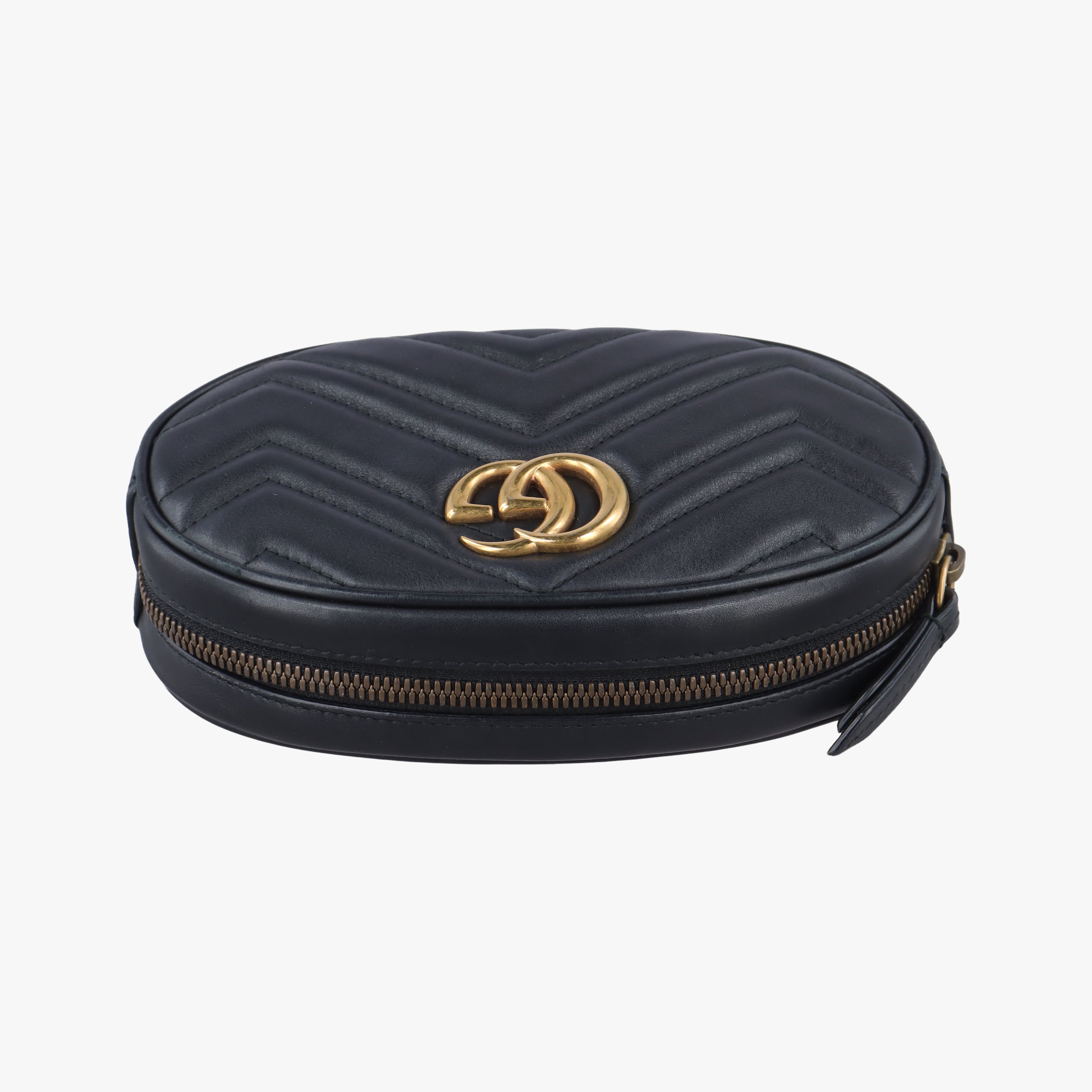 Pre-owned Gucci GG Marmont Black Leather 476434 bum bag/waist bag | stylenewstar