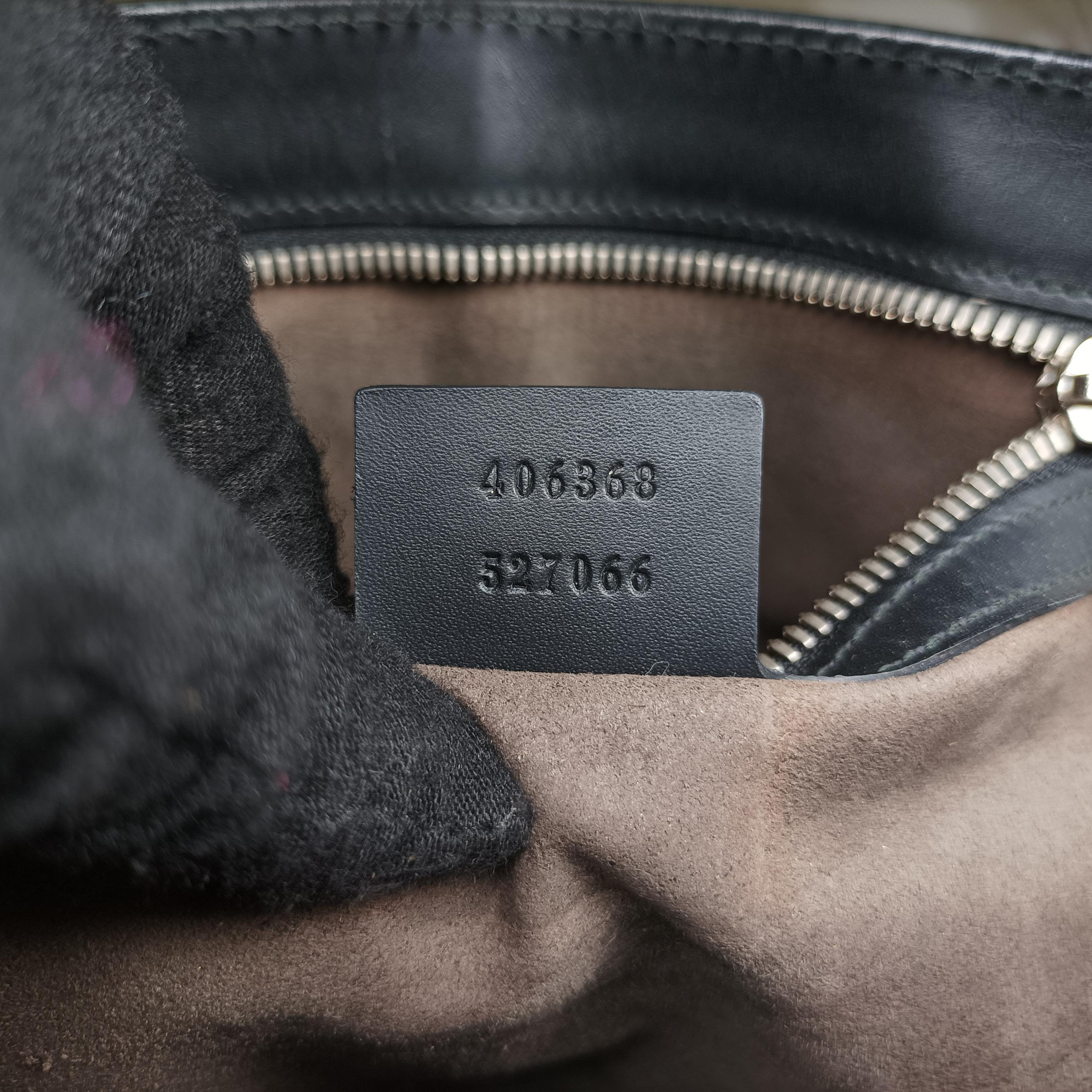 Pre-owned Gucci GG Plus GG Supreme Black Leather 406368 shoulderbag | stylenewstar