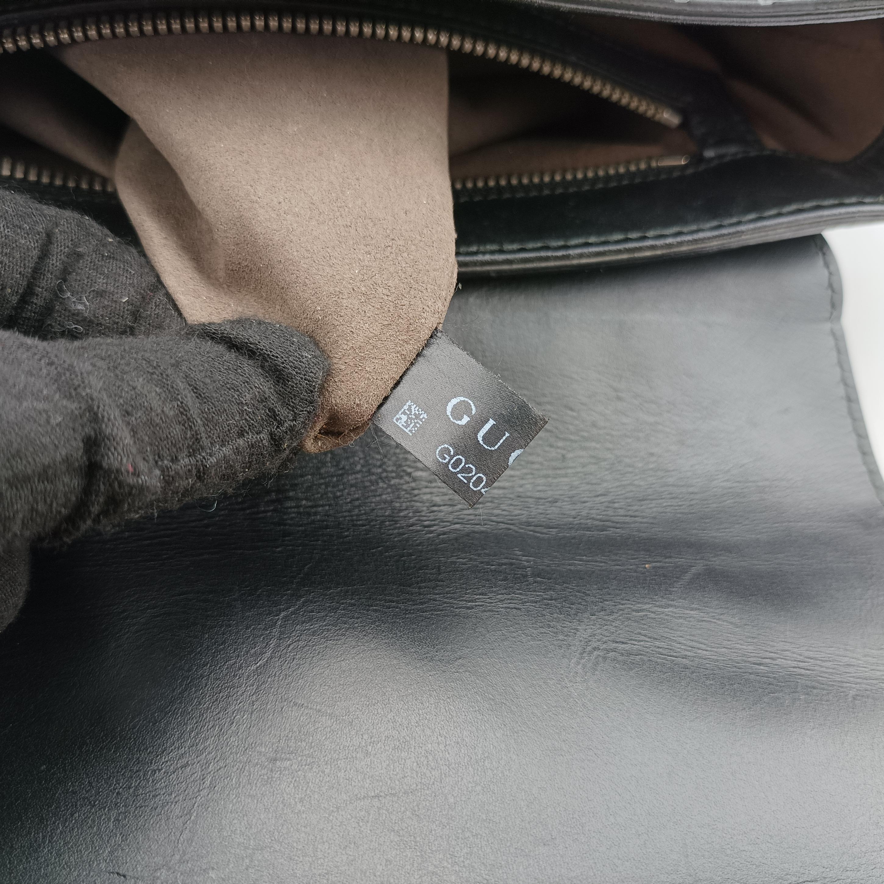 Pre-owned Gucci GG Plus GG Supreme Black Leather 406368 shoulderbag | stylenewstar