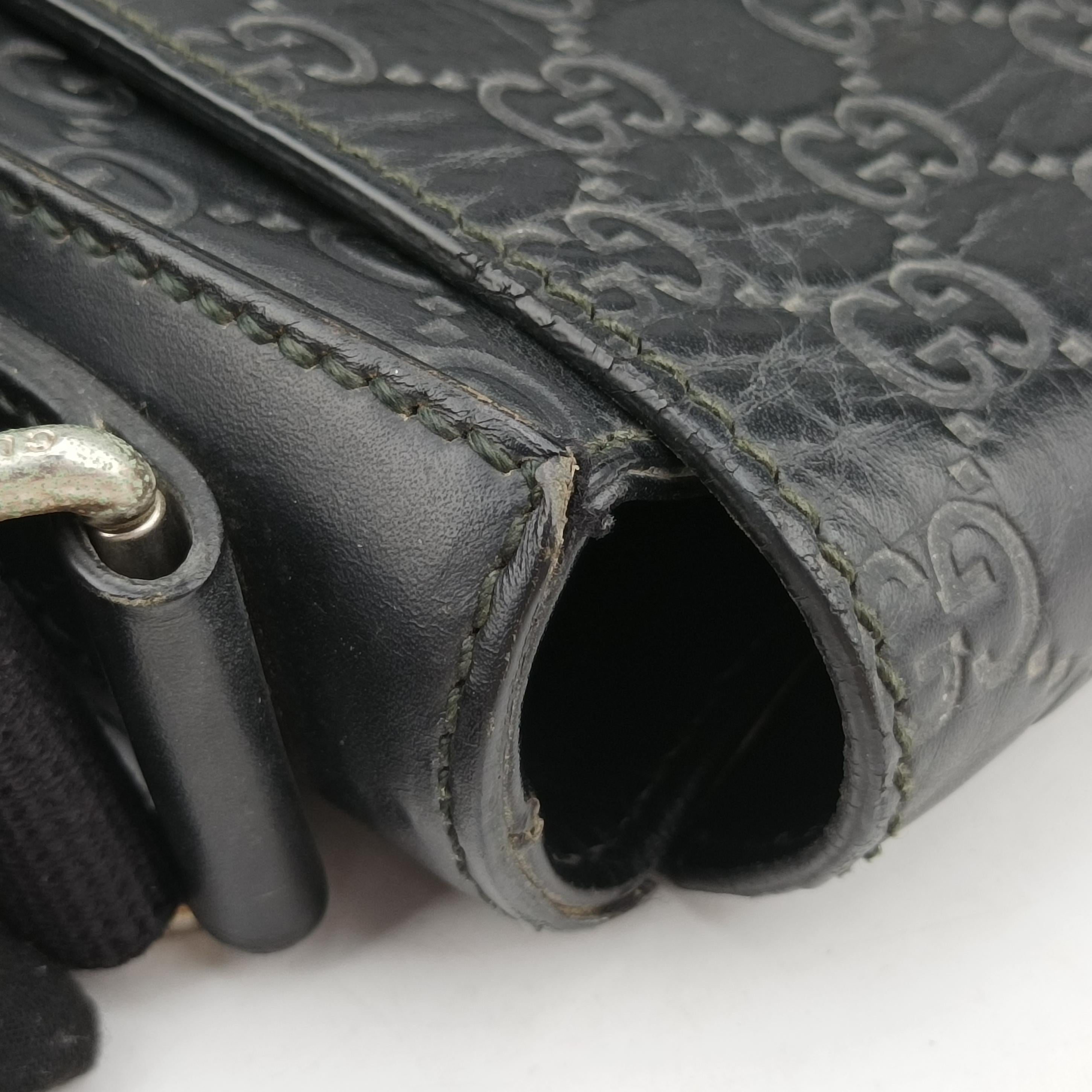 Pre-owned Gucci GG Plus GG Supreme Black Leather 406368 shoulderbag | stylenewstar