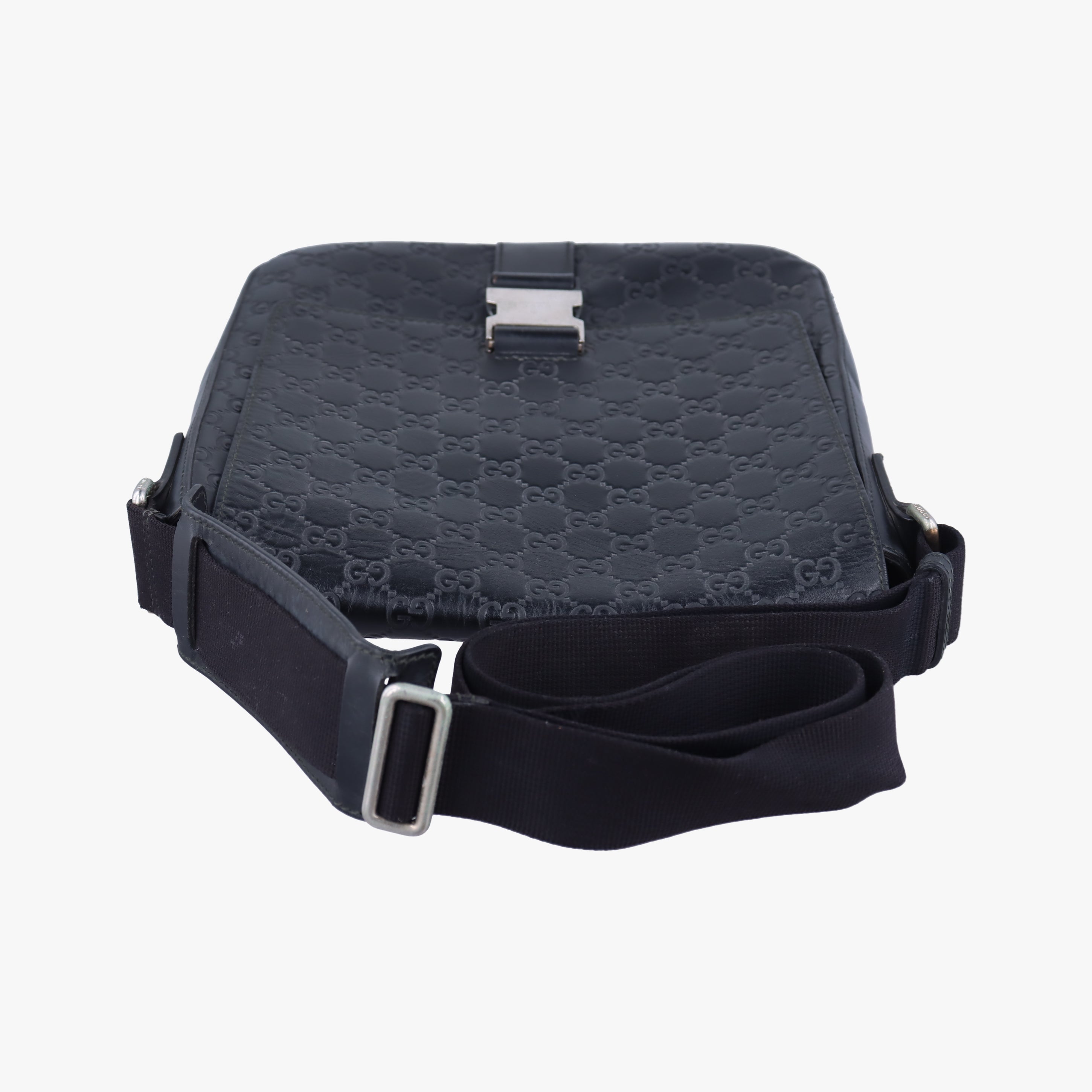 Pre-owned Gucci GG Plus GG Supreme Black Leather 406368 shoulderbag | stylenewstar