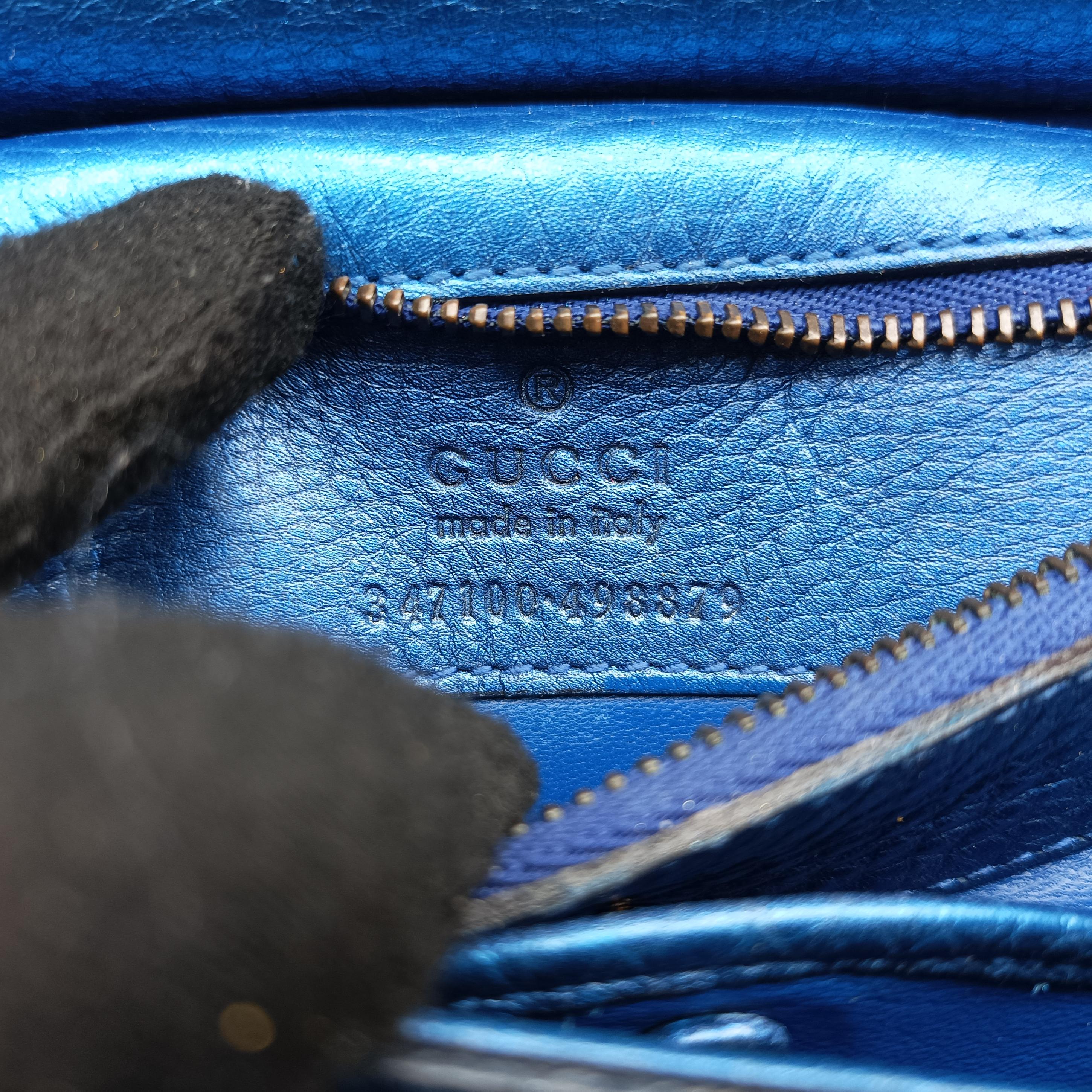 Secondhand Gucci Bamboo Fringe Blue Leather 347100 shoulderbag | stylenewstar