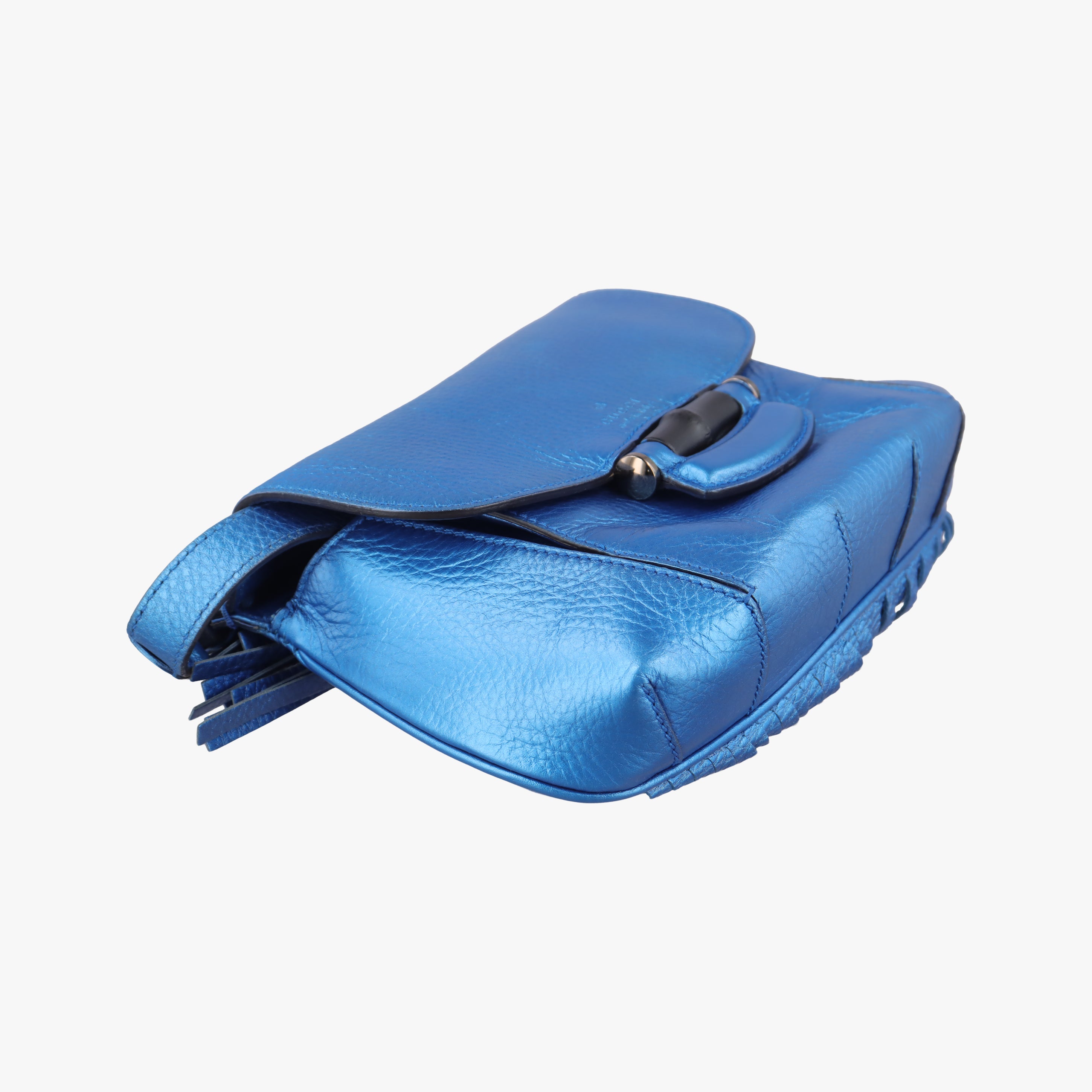 Secondhand Gucci Bamboo Fringe Blue Leather 347100 shoulderbag | stylenewstar