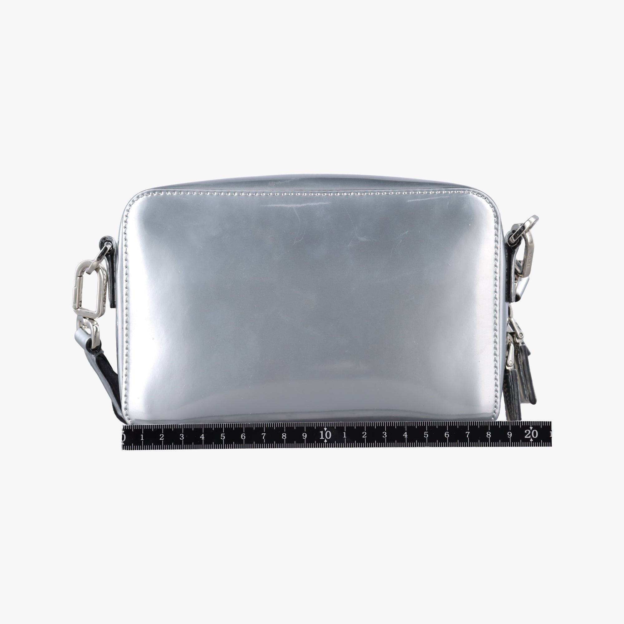 Pre-owned Prada Brique Chrome Silver Patent 2VH070 shoulderbag | stylenewstar
