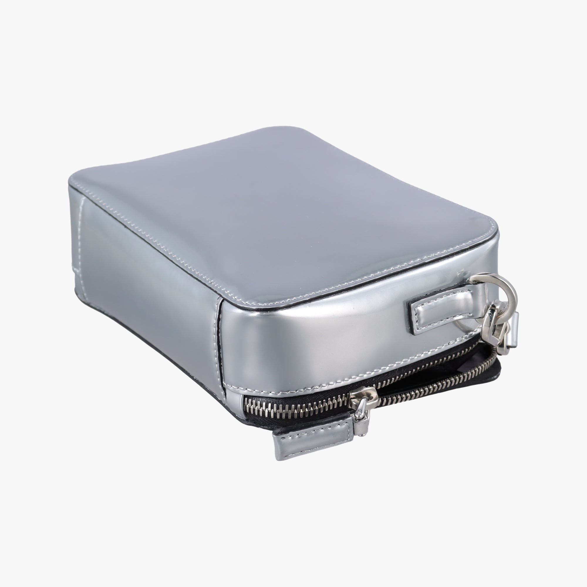 Pre-owned Prada Brique Chrome Silver Patent 2VH070 shoulderbag | stylenewstar