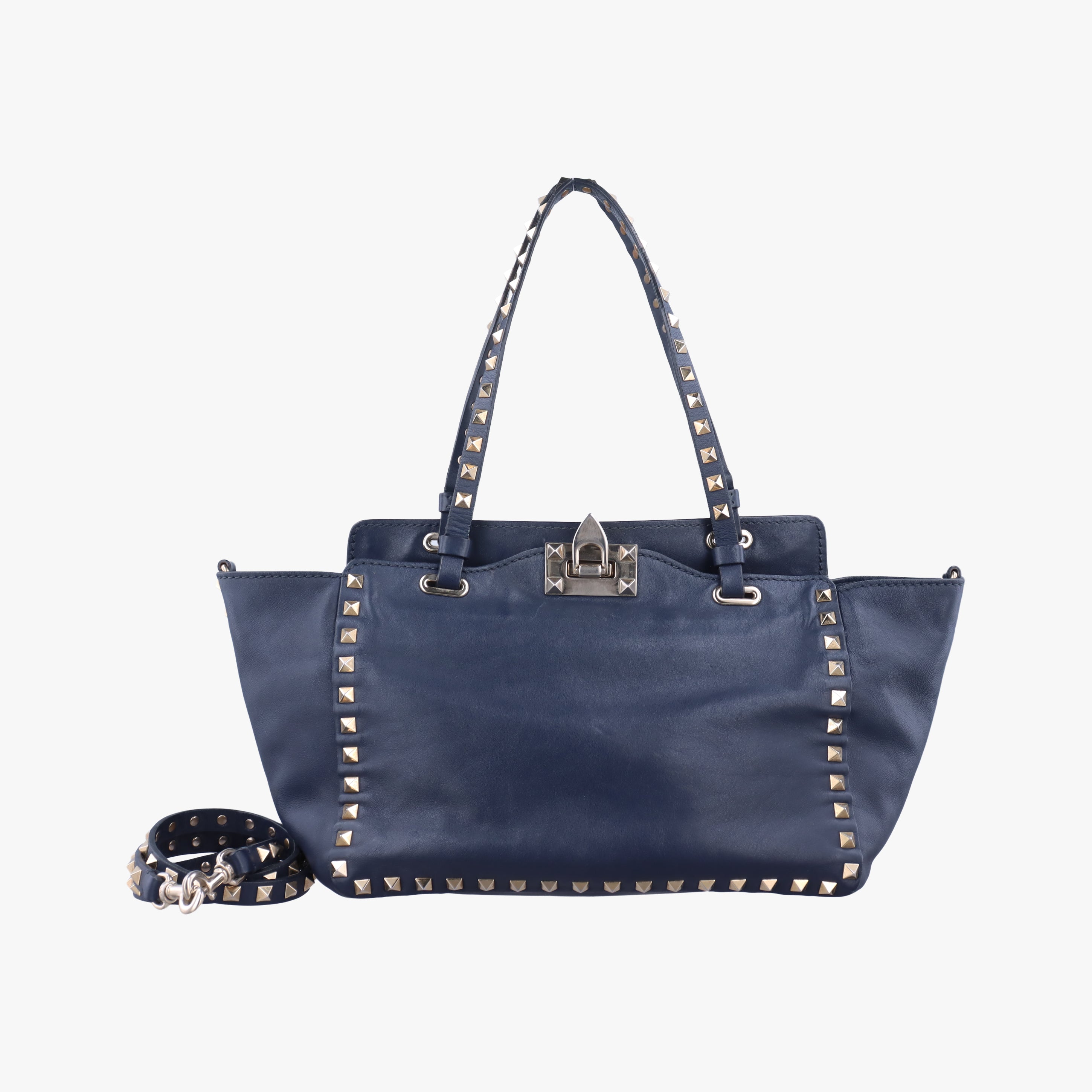 Secondhand Valentino Rockstud Navy Leather  shoulderbag | stylenewstar