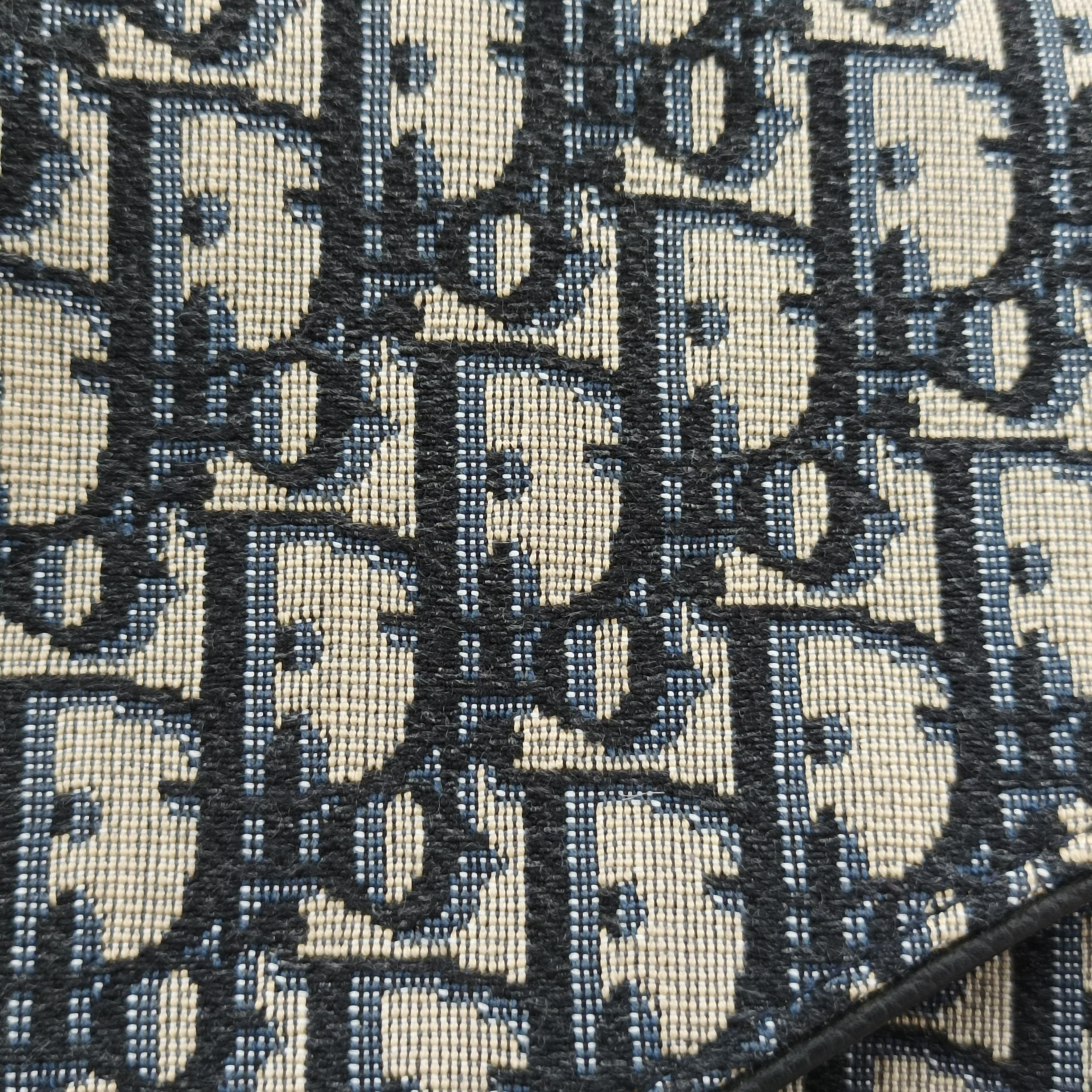 Pre-owned Christian Dior Saddlebag Gray×Navy×Black Jacquard  crossbodybag | stylenewstar