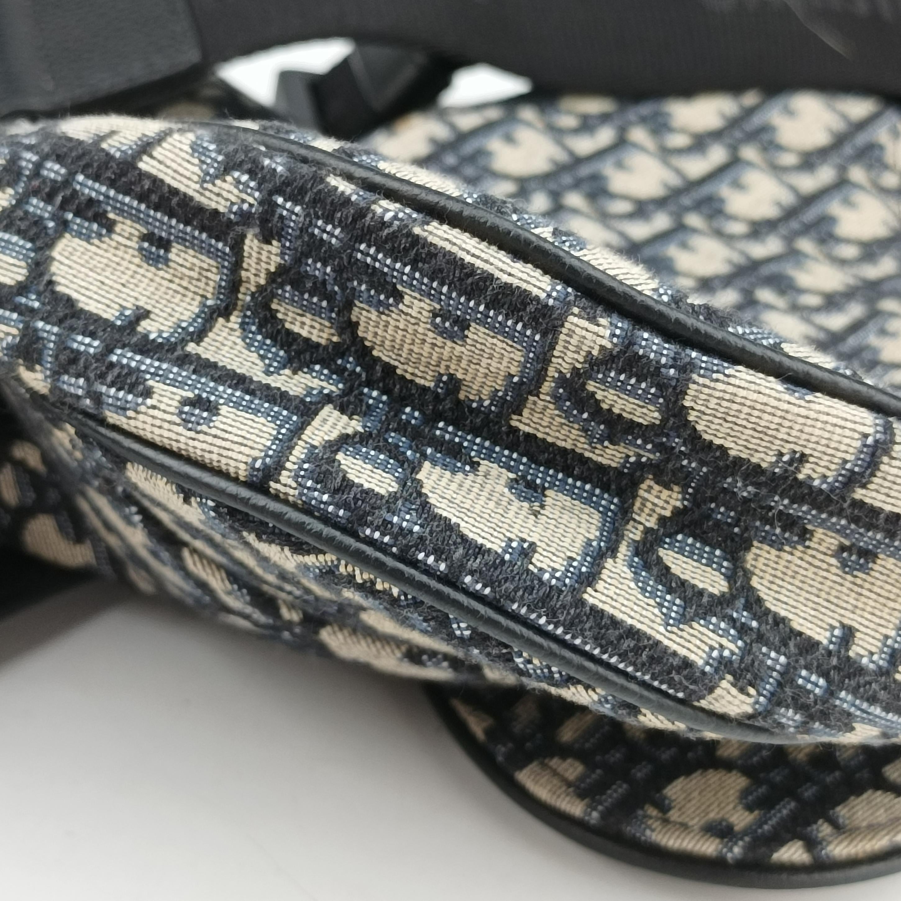 Pre-owned Christian Dior Saddlebag Gray×Navy×Black Jacquard  crossbodybag | stylenewstar