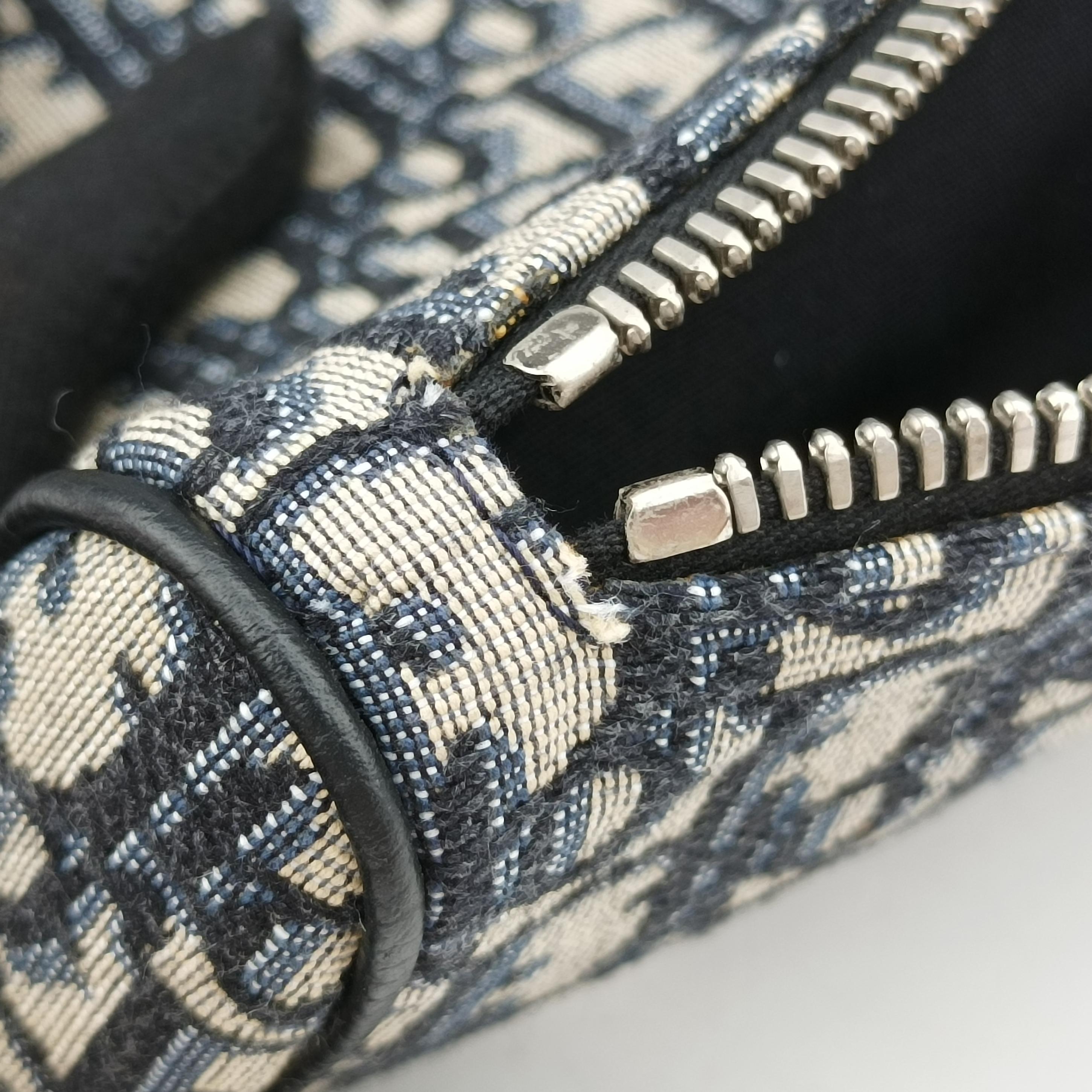 Pre-owned Christian Dior Saddlebag Gray×Navy×Black Jacquard  crossbodybag | stylenewstar