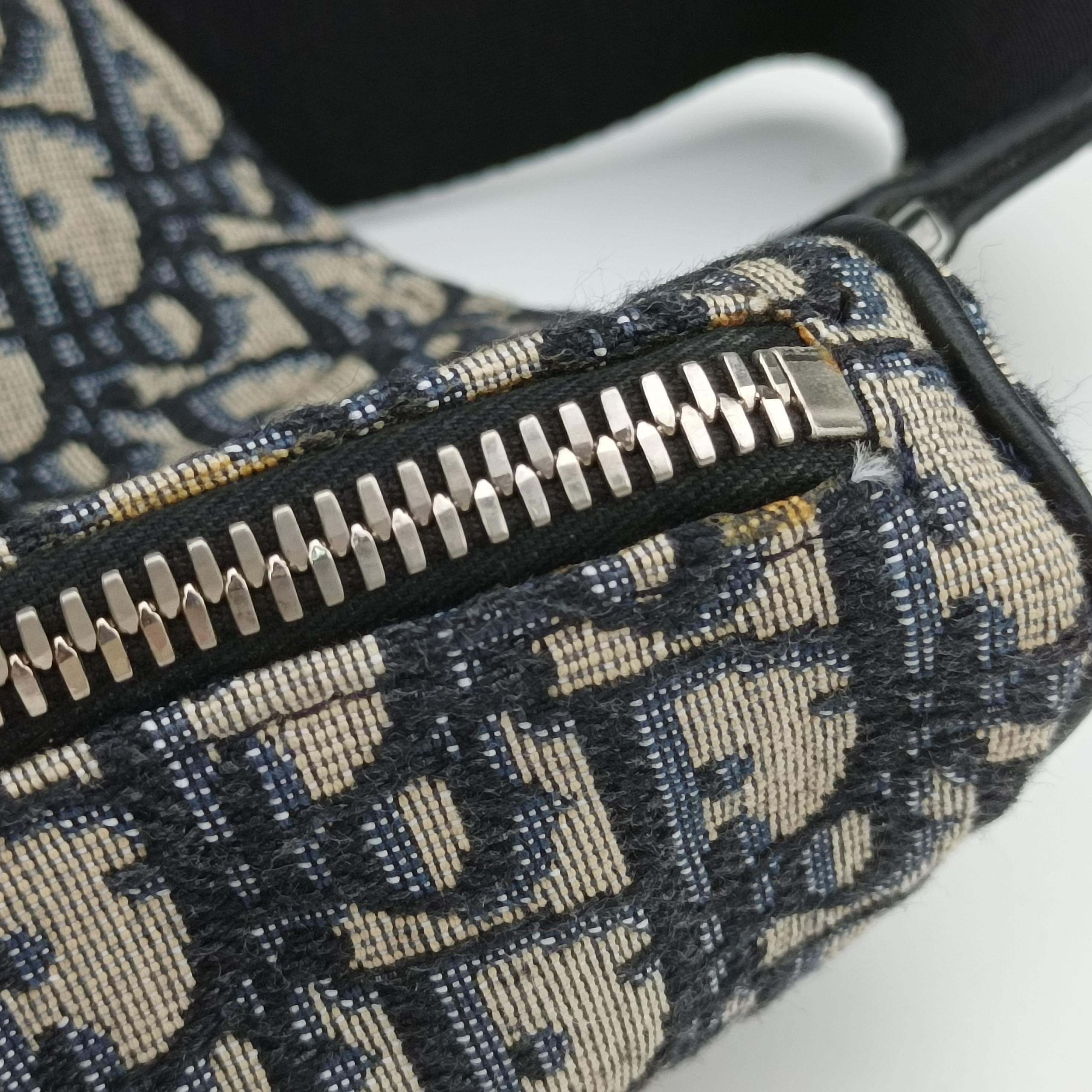 Pre-owned Christian Dior Saddlebag Gray×Navy×Black Jacquard  crossbodybag | stylenewstar