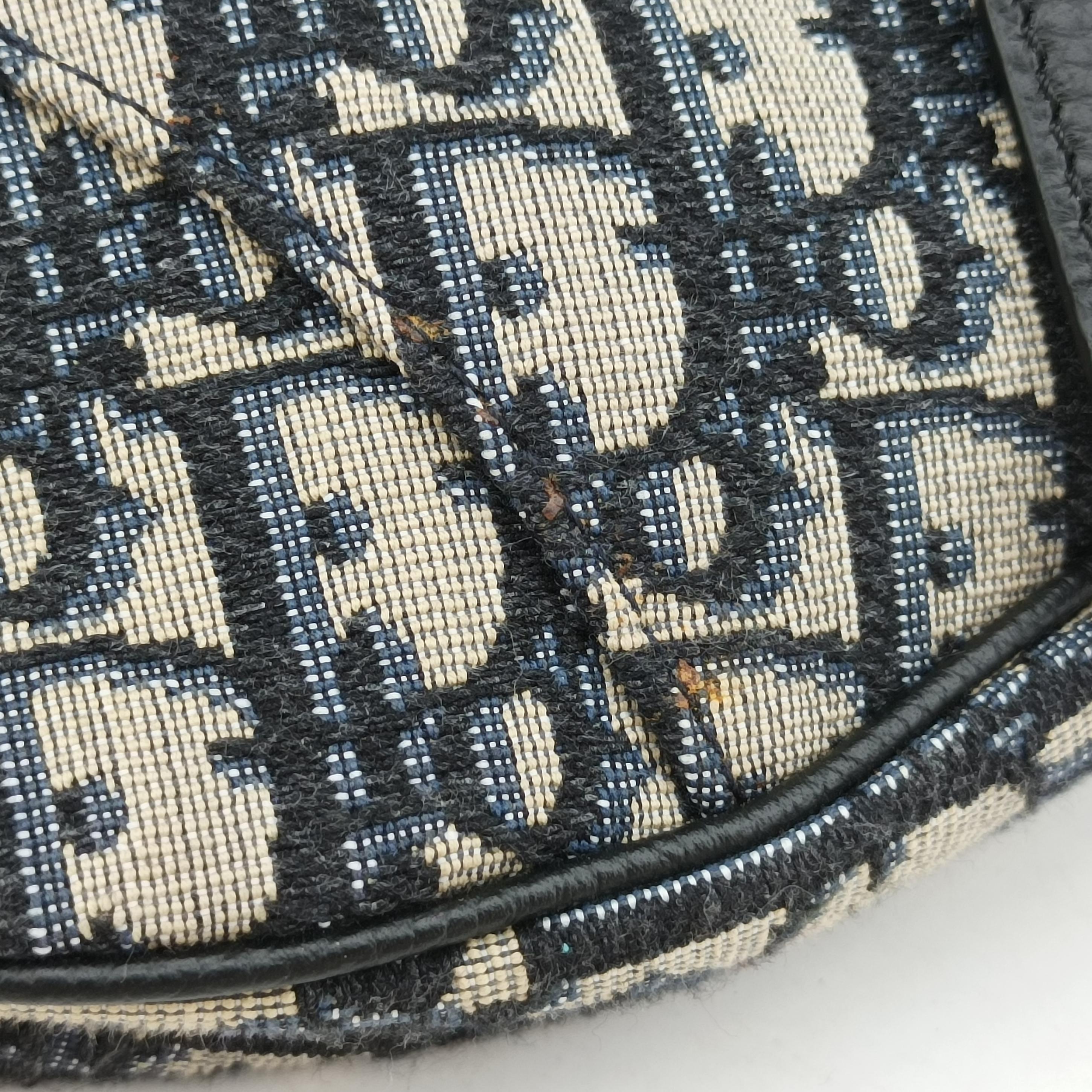 Pre-owned Christian Dior Saddlebag Gray×Navy×Black Jacquard  crossbodybag | stylenewstar