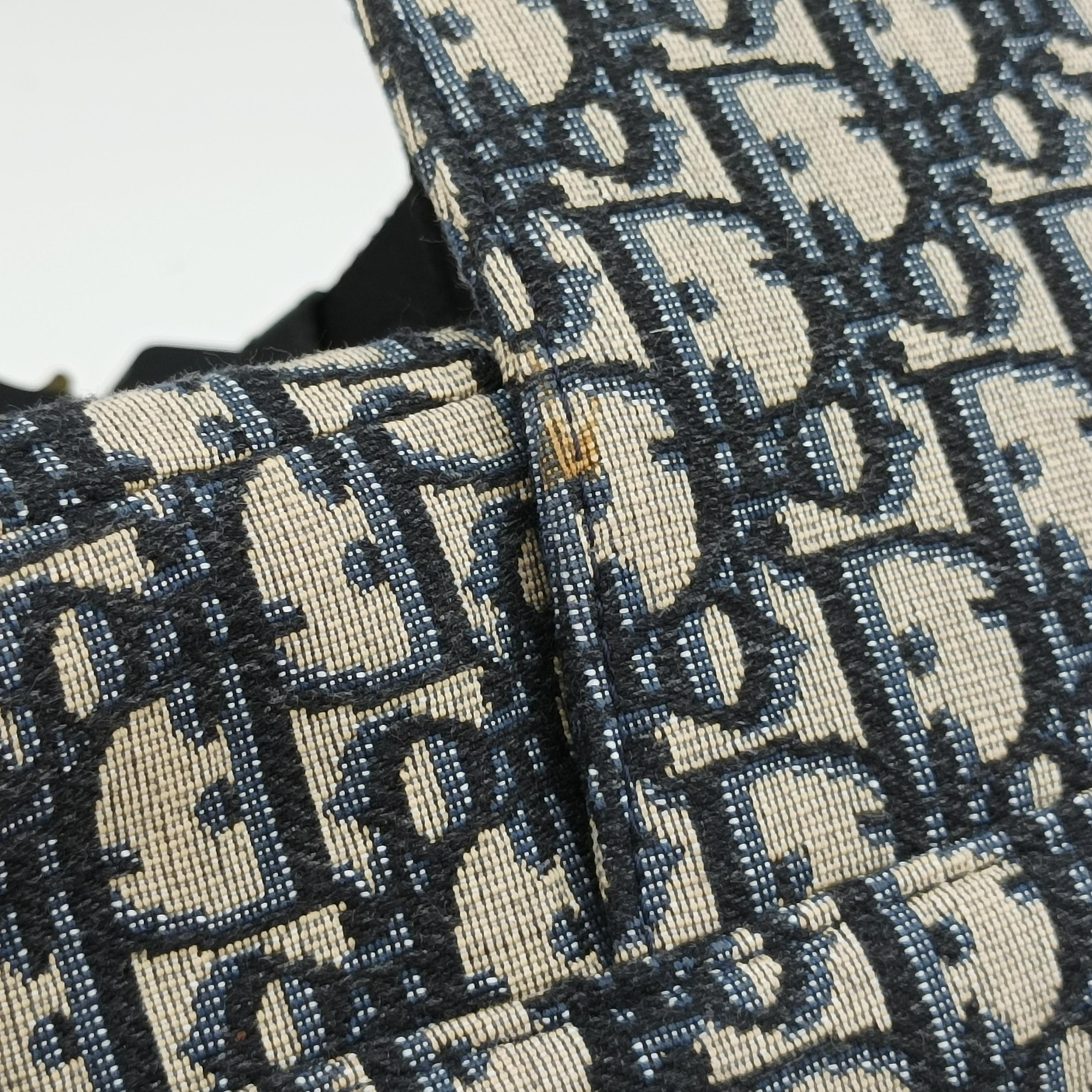 Pre-owned Christian Dior Saddlebag Gray×Navy×Black Jacquard  crossbodybag | stylenewstar