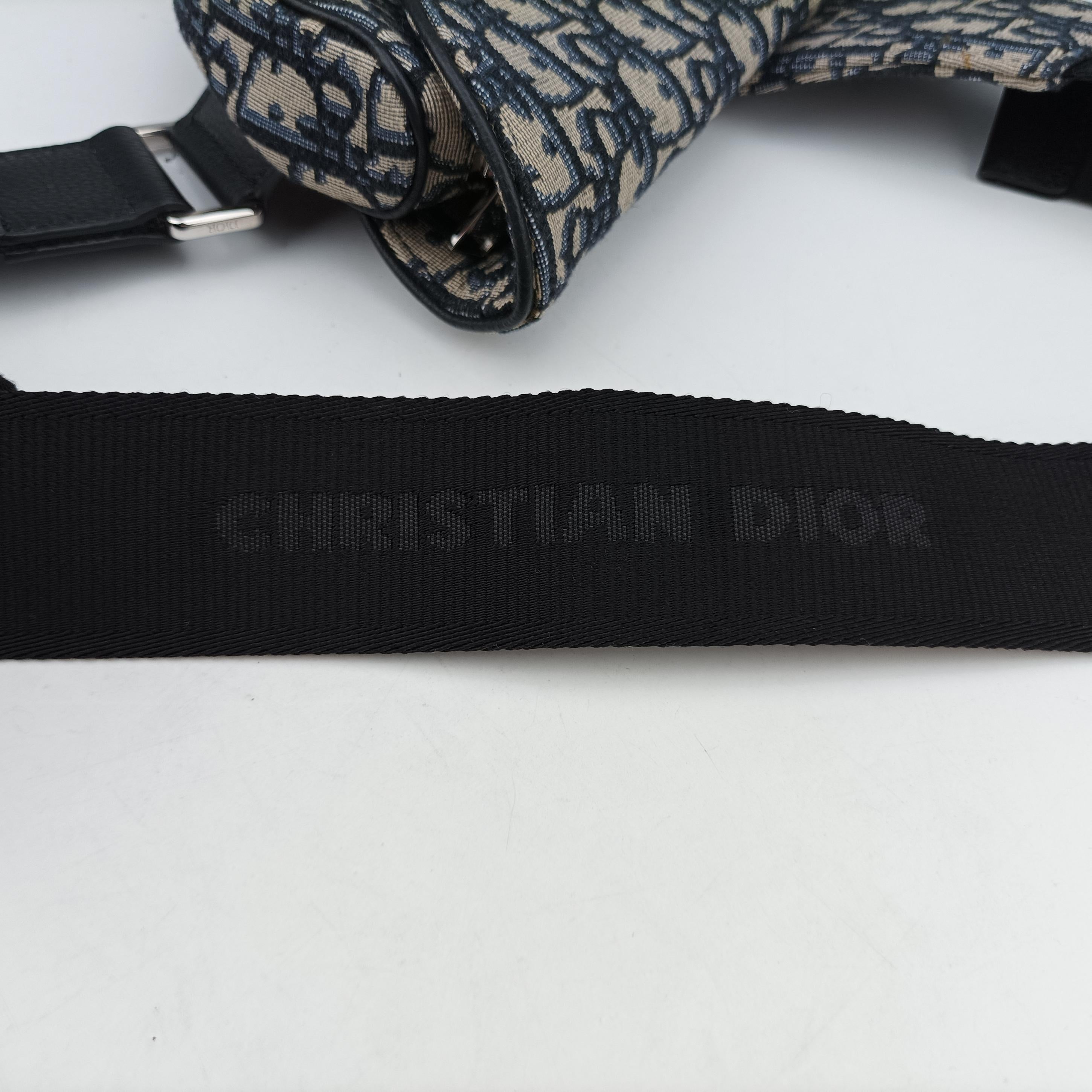 Pre-owned Christian Dior Saddlebag Gray×Navy×Black Jacquard  crossbodybag | stylenewstar