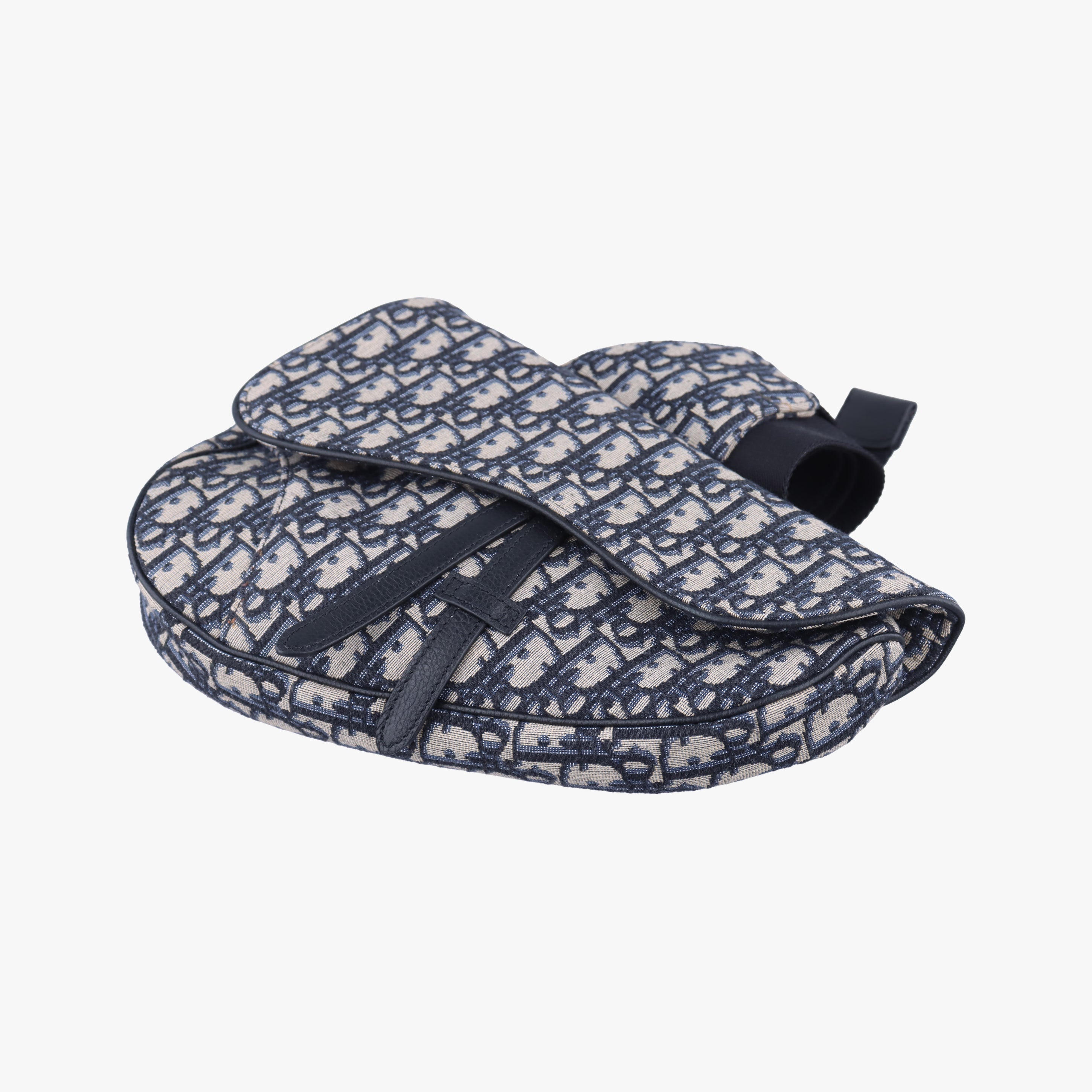 Pre-owned Christian Dior Saddlebag Gray×Navy×Black Jacquard  crossbodybag | stylenewstar