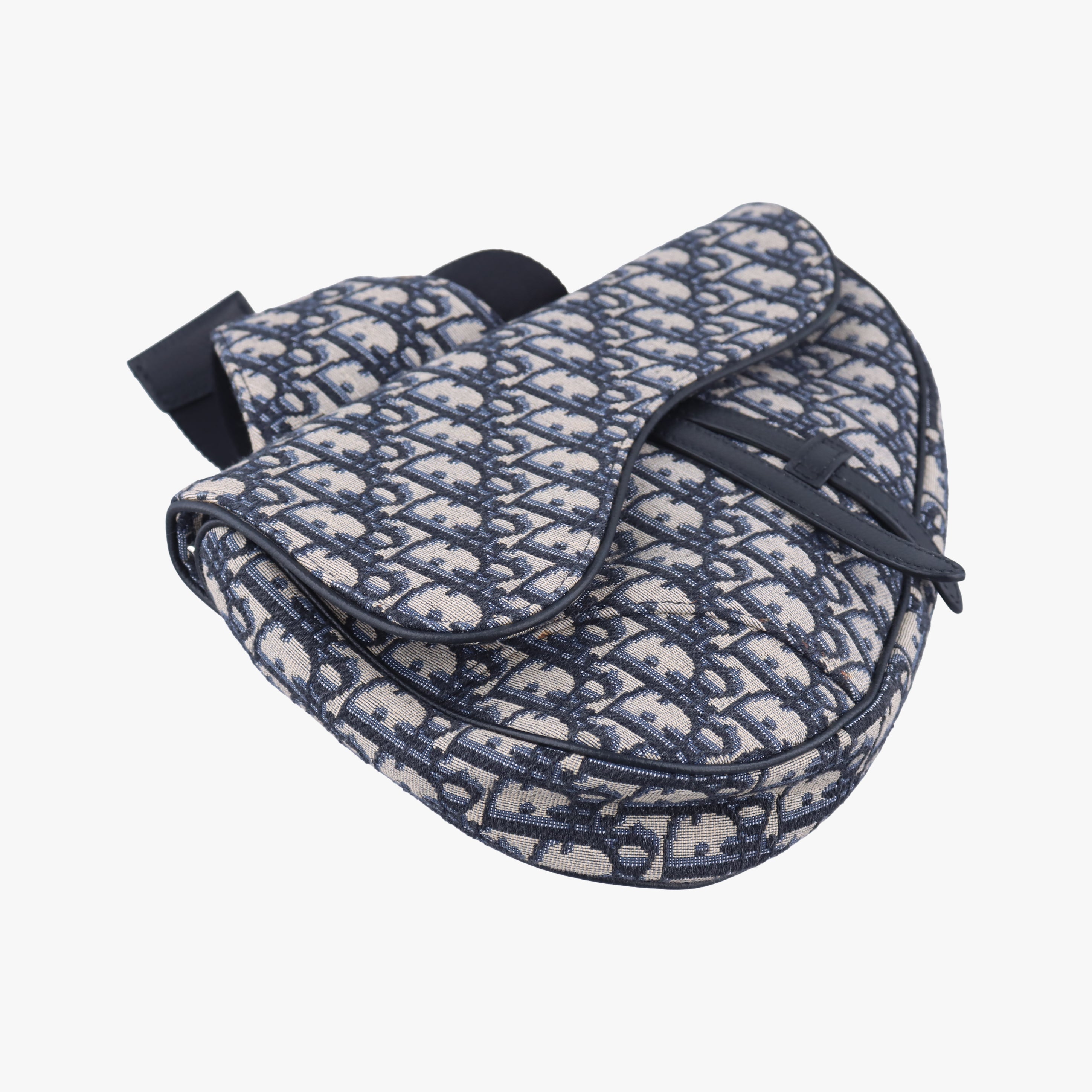 Pre-owned Christian Dior Saddlebag Gray×Navy×Black Jacquard  crossbodybag | stylenewstar