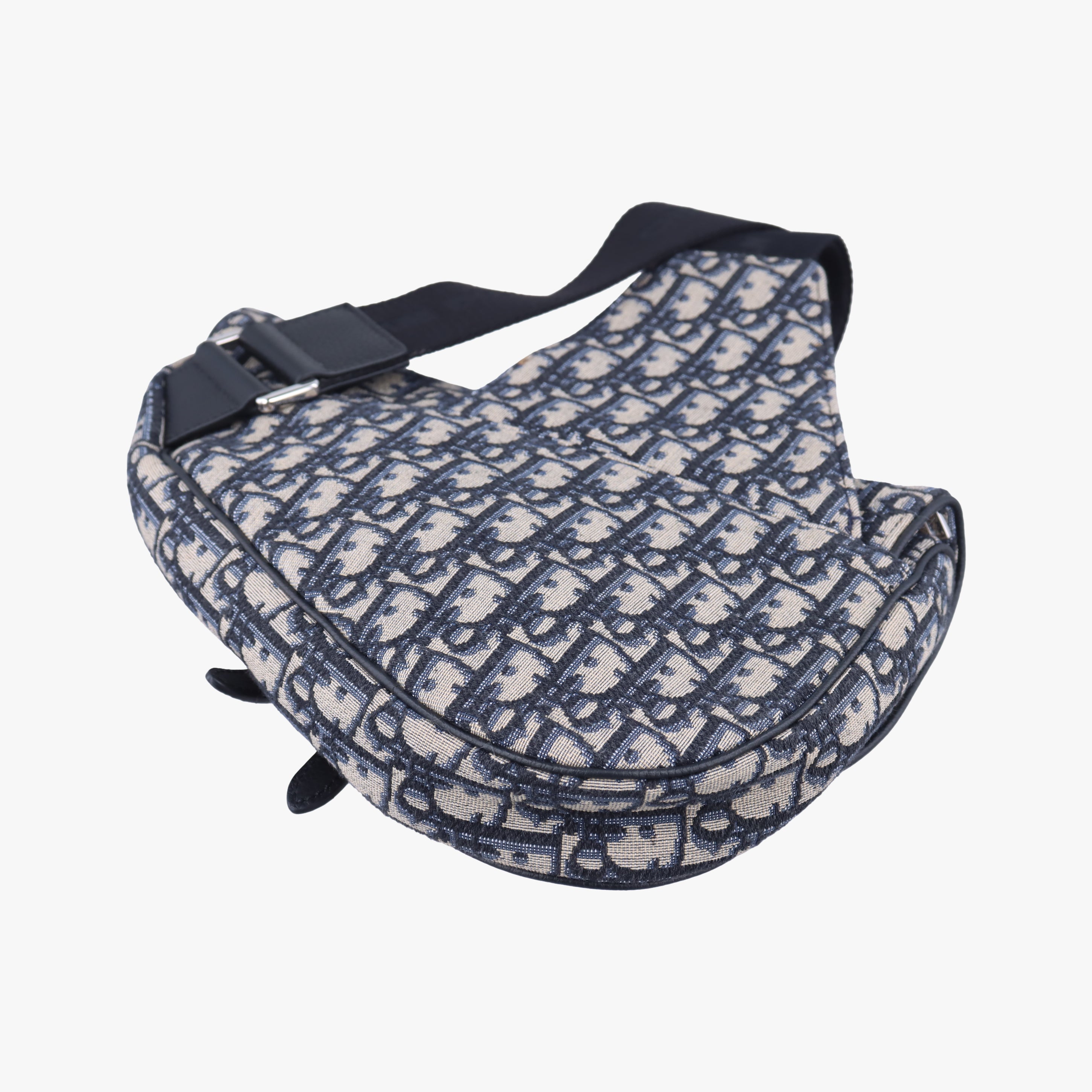 Pre-owned Christian Dior Saddlebag Gray×Navy×Black Jacquard  crossbodybag | stylenewstar