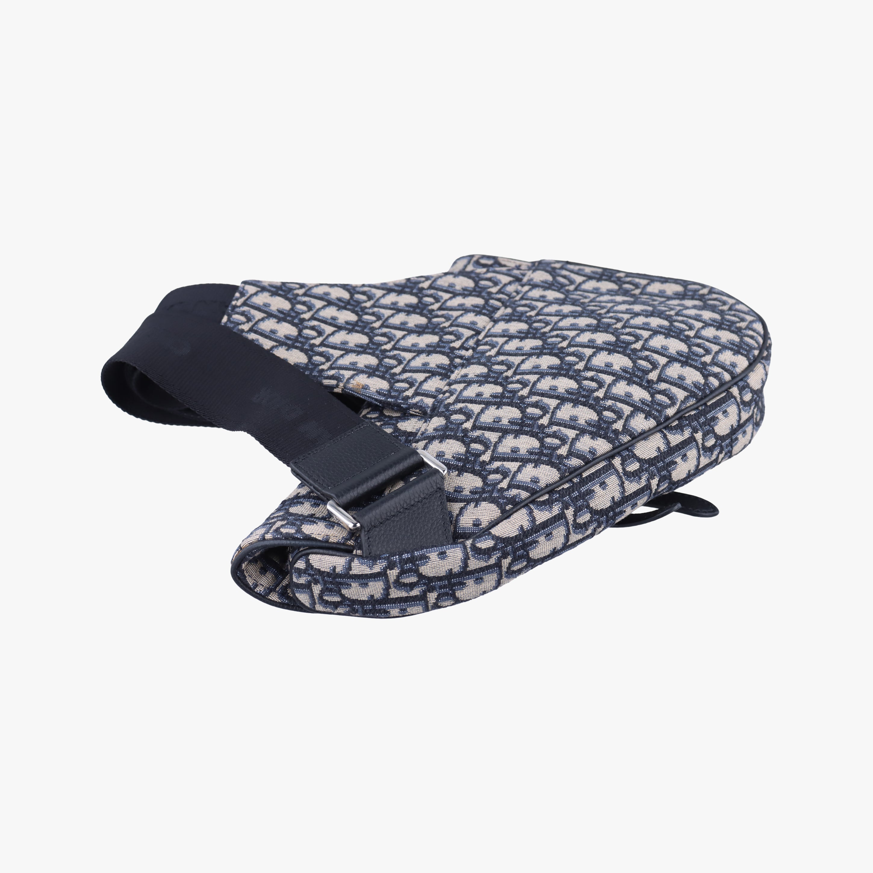 Pre-owned Christian Dior Saddlebag Gray×Navy×Black Jacquard  crossbodybag | stylenewstar