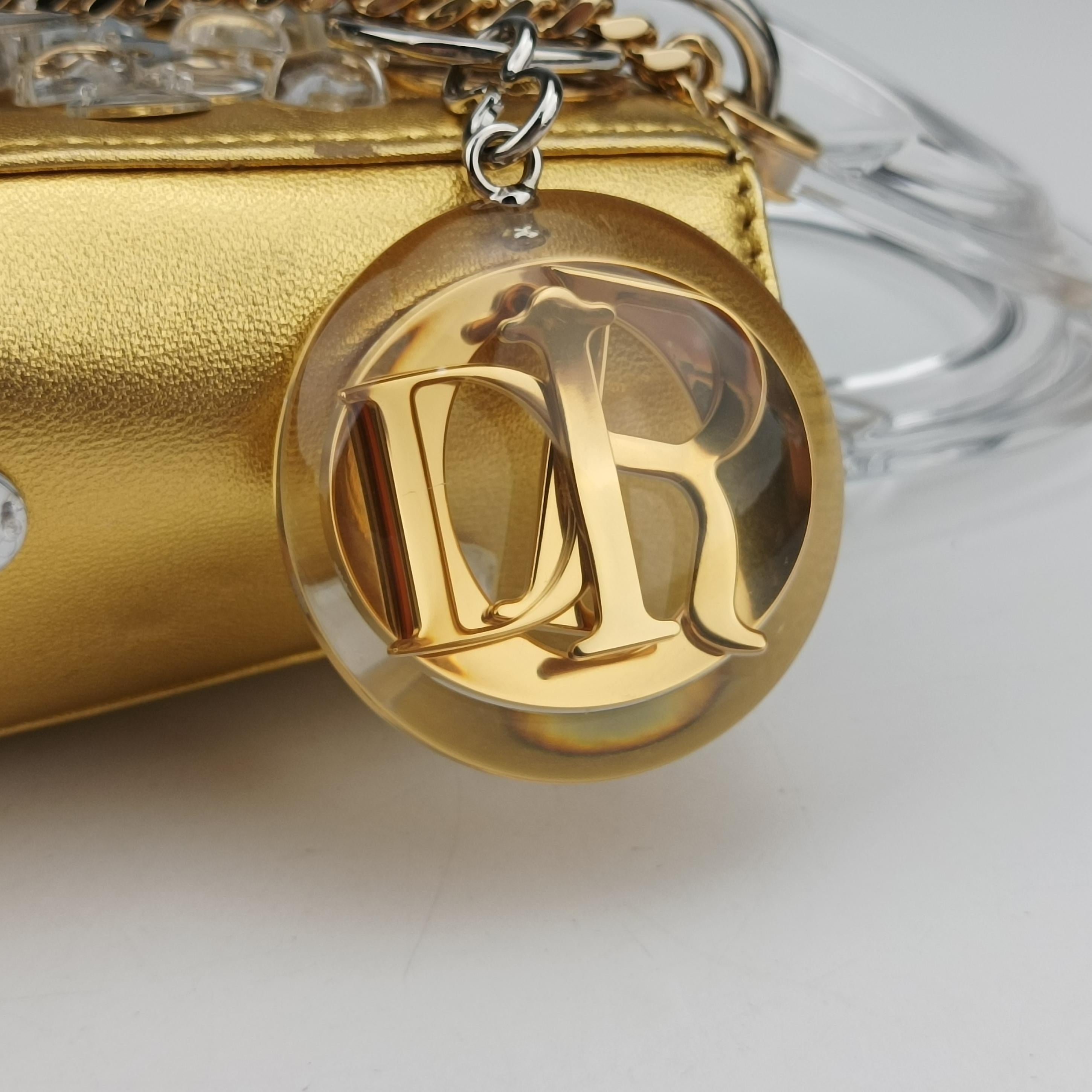 Pre-owned Christian Dior Mini Lady Dior Art Golden leather  shoulderbag | stylenewstar