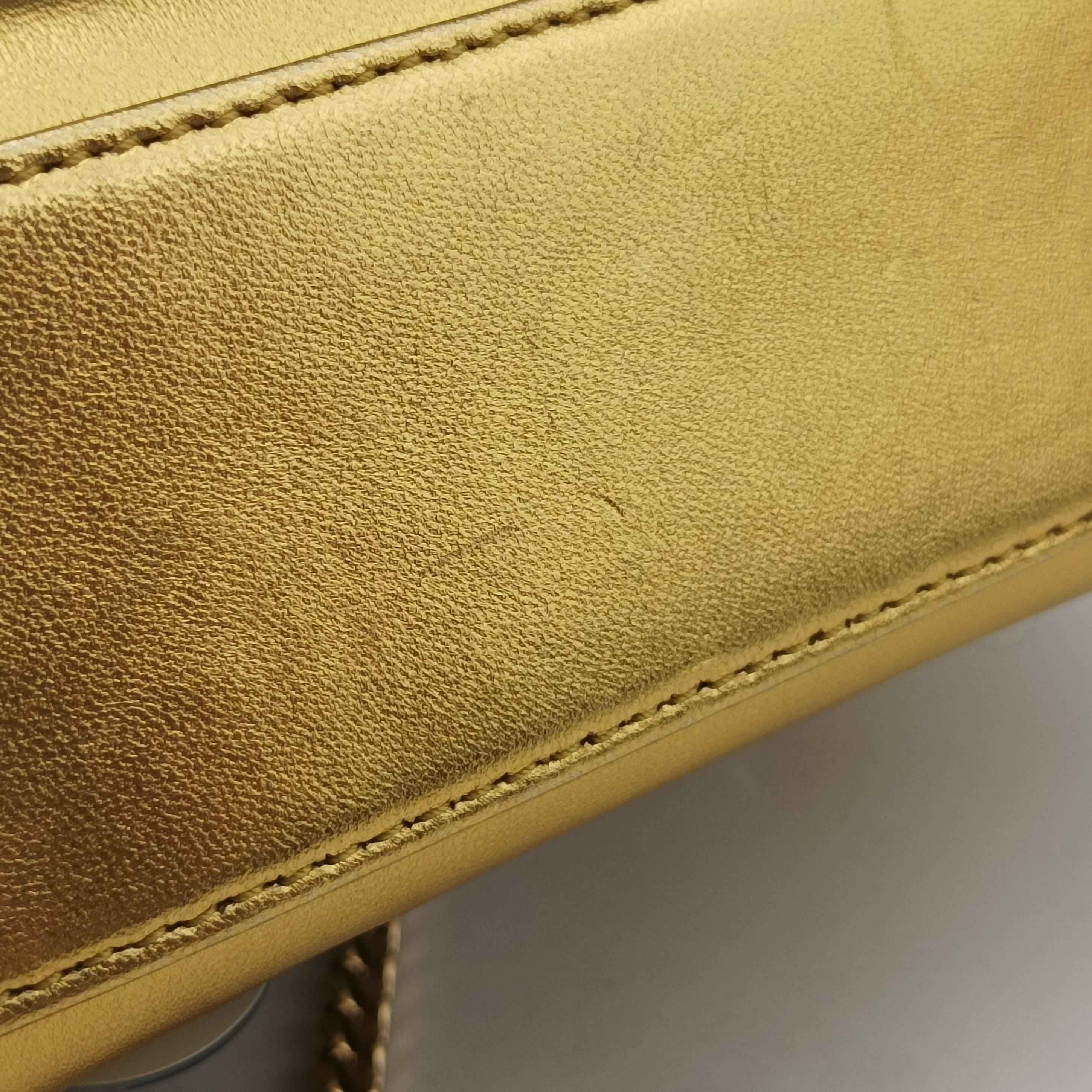 Pre-owned Christian Dior Mini Lady Dior Art Golden leather  shoulderbag | stylenewstar