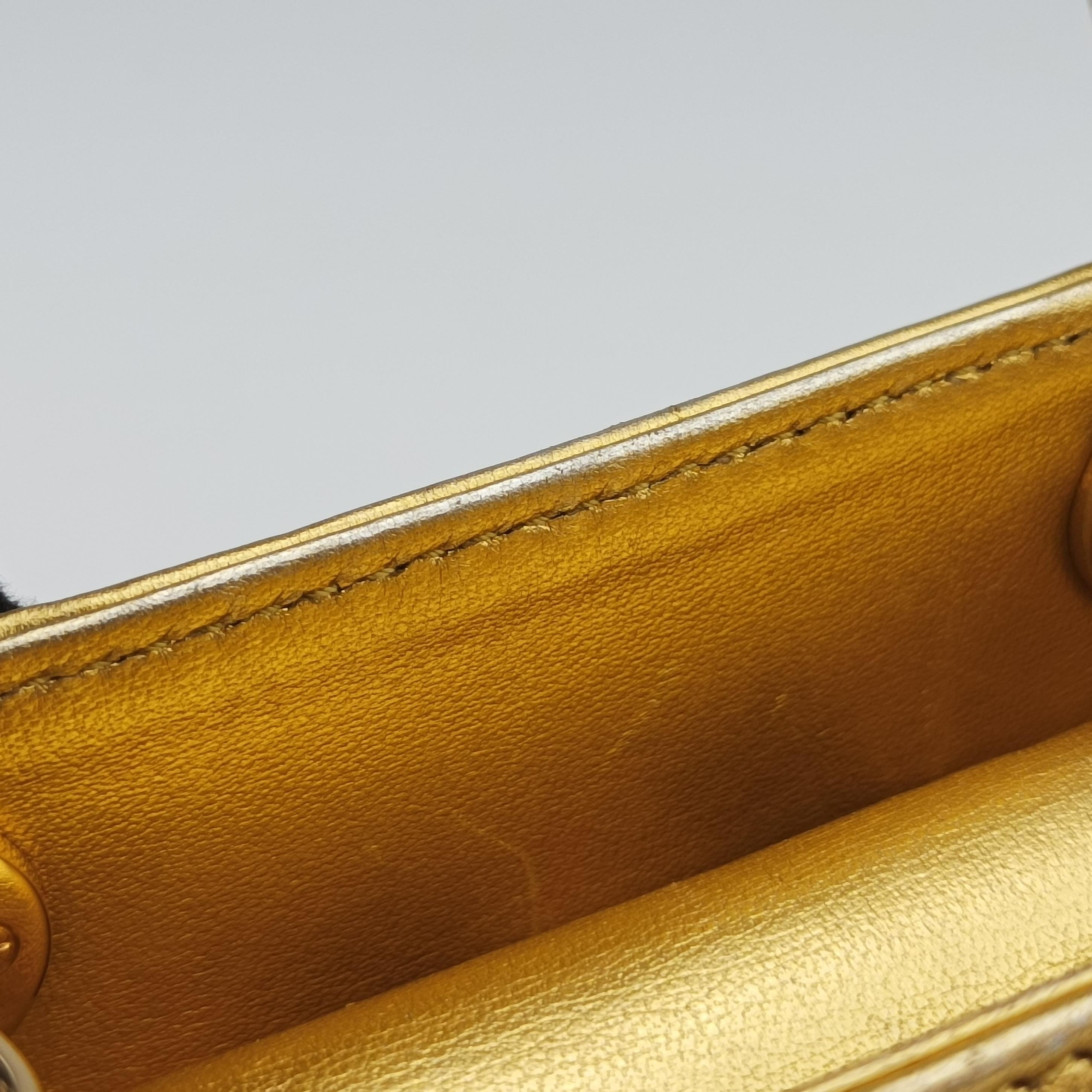 Pre-owned Christian Dior Mini Lady Dior Art Golden leather  shoulderbag | stylenewstar