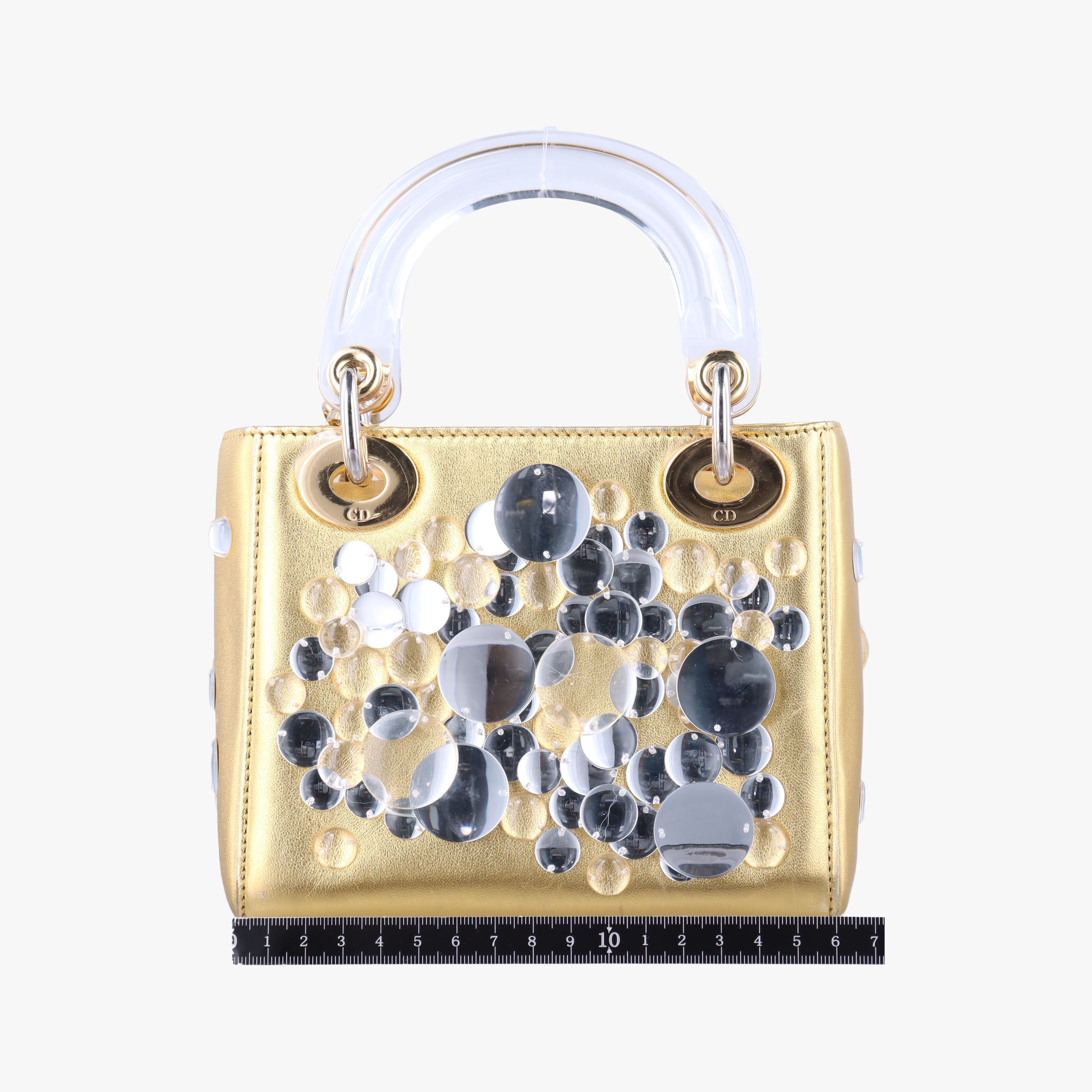 Pre-owned Christian Dior Mini Lady Dior Art Golden leather  shoulderbag | stylenewstar