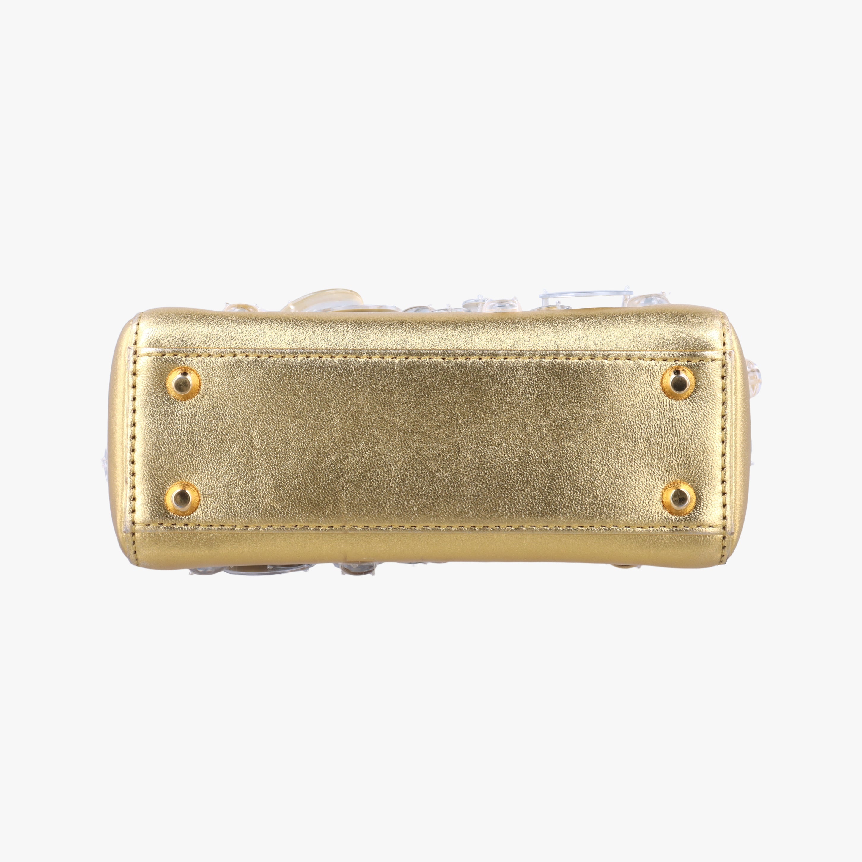 Pre-owned Christian Dior Mini Lady Dior Art Golden leather  shoulderbag | stylenewstar