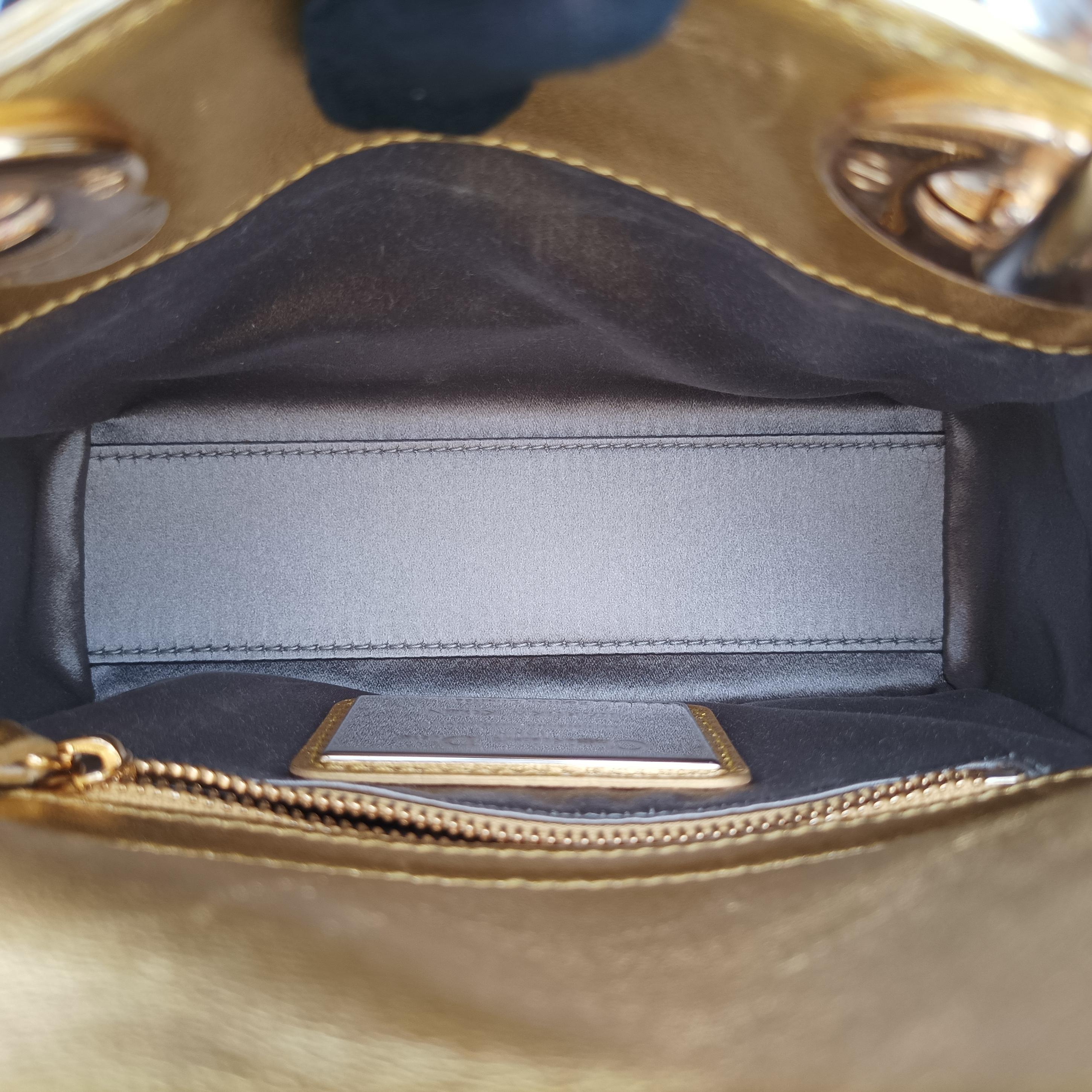 Pre-owned Christian Dior Mini Lady Dior Art Golden leather  shoulderbag | stylenewstar