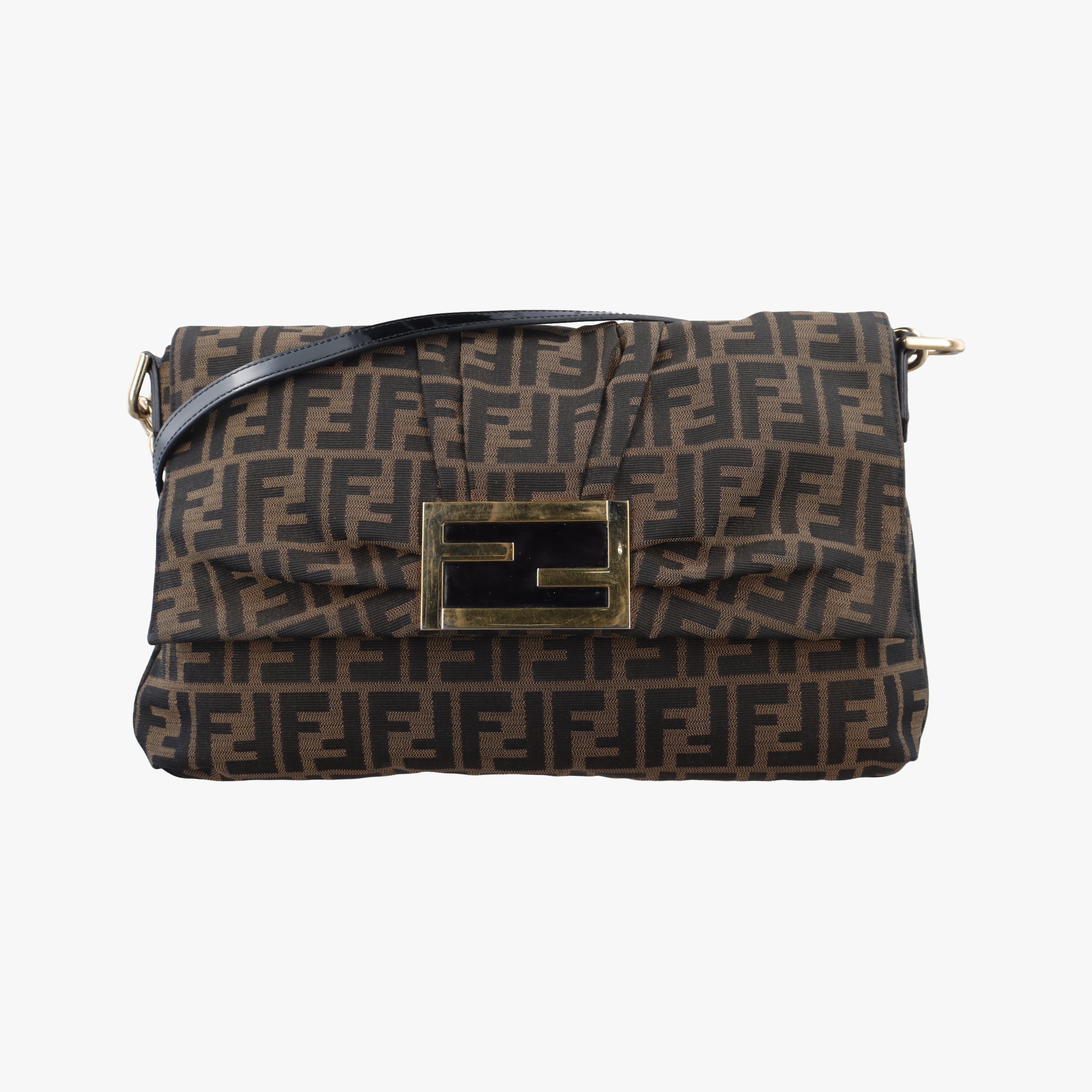 Pre-owned Fendi Mia Flap Brown canvas 8BT163 shoulderbag | stylenewstar