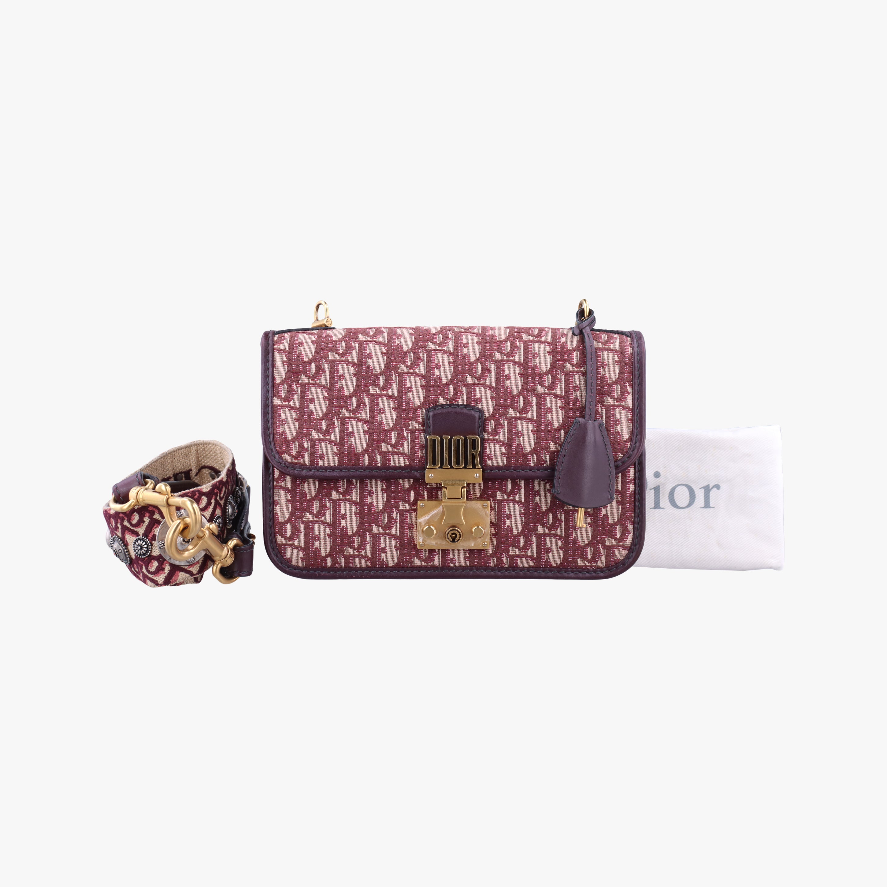 Pre-owned Christian Dior Dioraddict Burgundy×Beige Jacquard  shoulderbag | stylenewstar