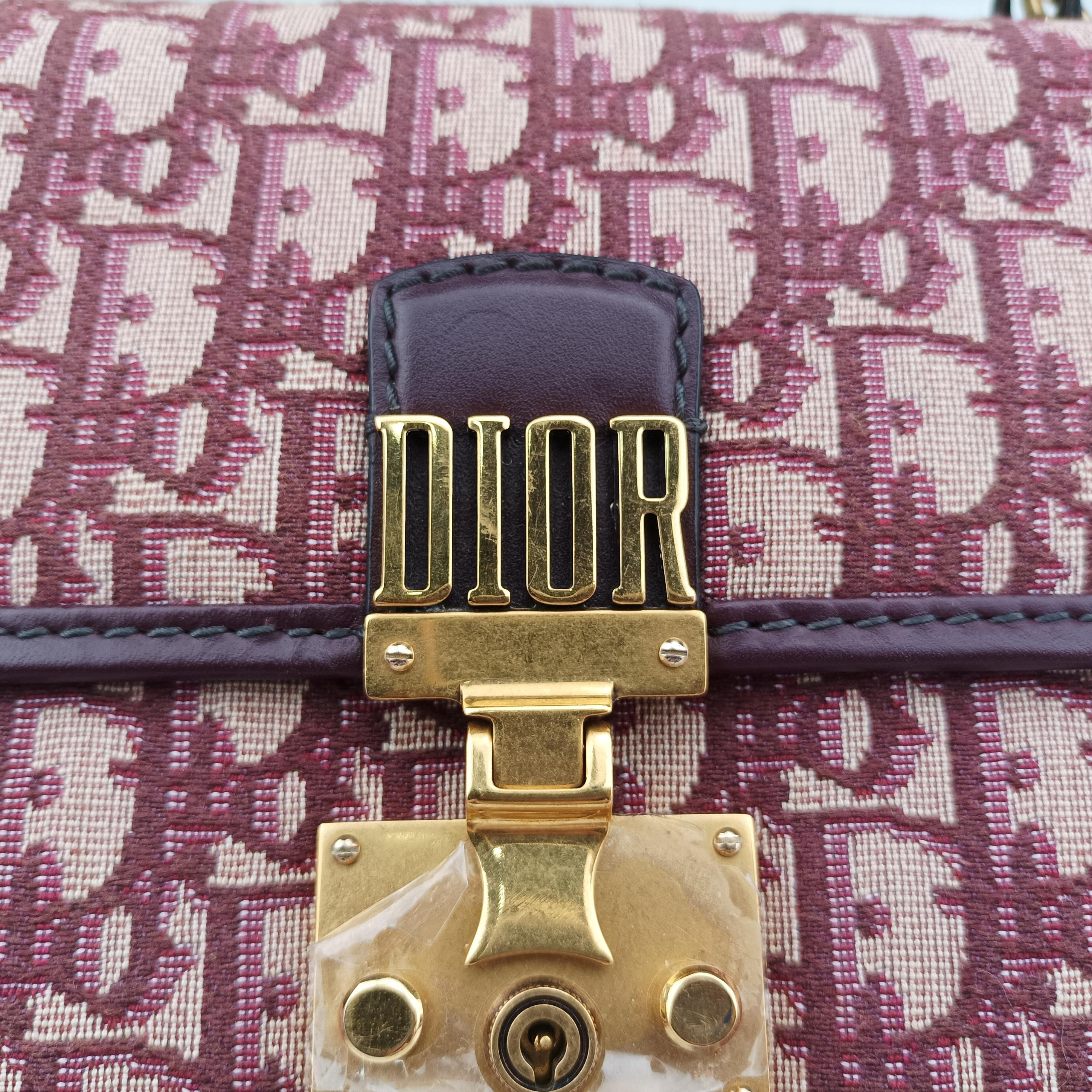 Pre-owned Christian Dior Dioraddict Burgundy×Beige Jacquard  shoulderbag | stylenewstar