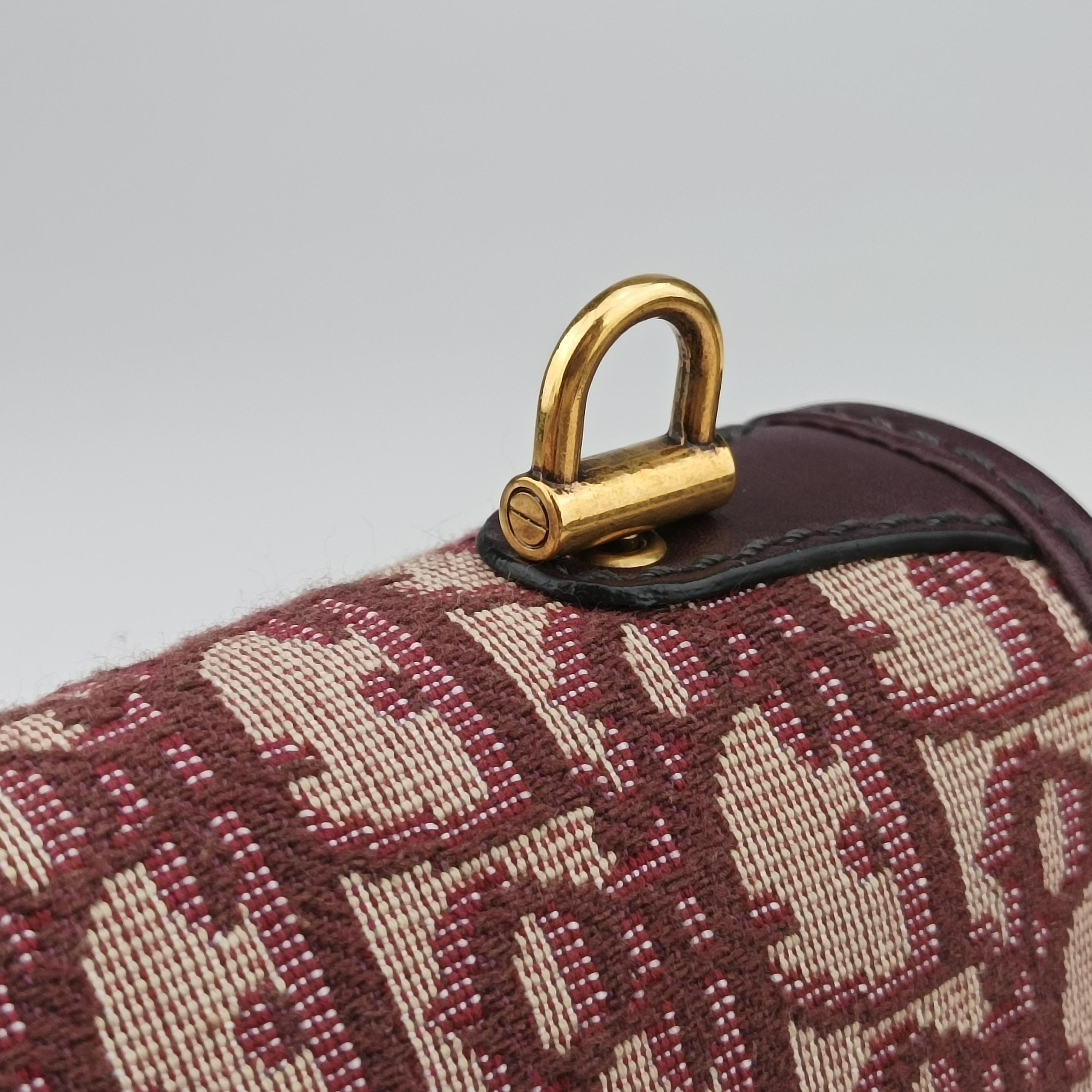 Pre-owned Christian Dior Dioraddict Burgundy×Beige Jacquard  shoulderbag | stylenewstar