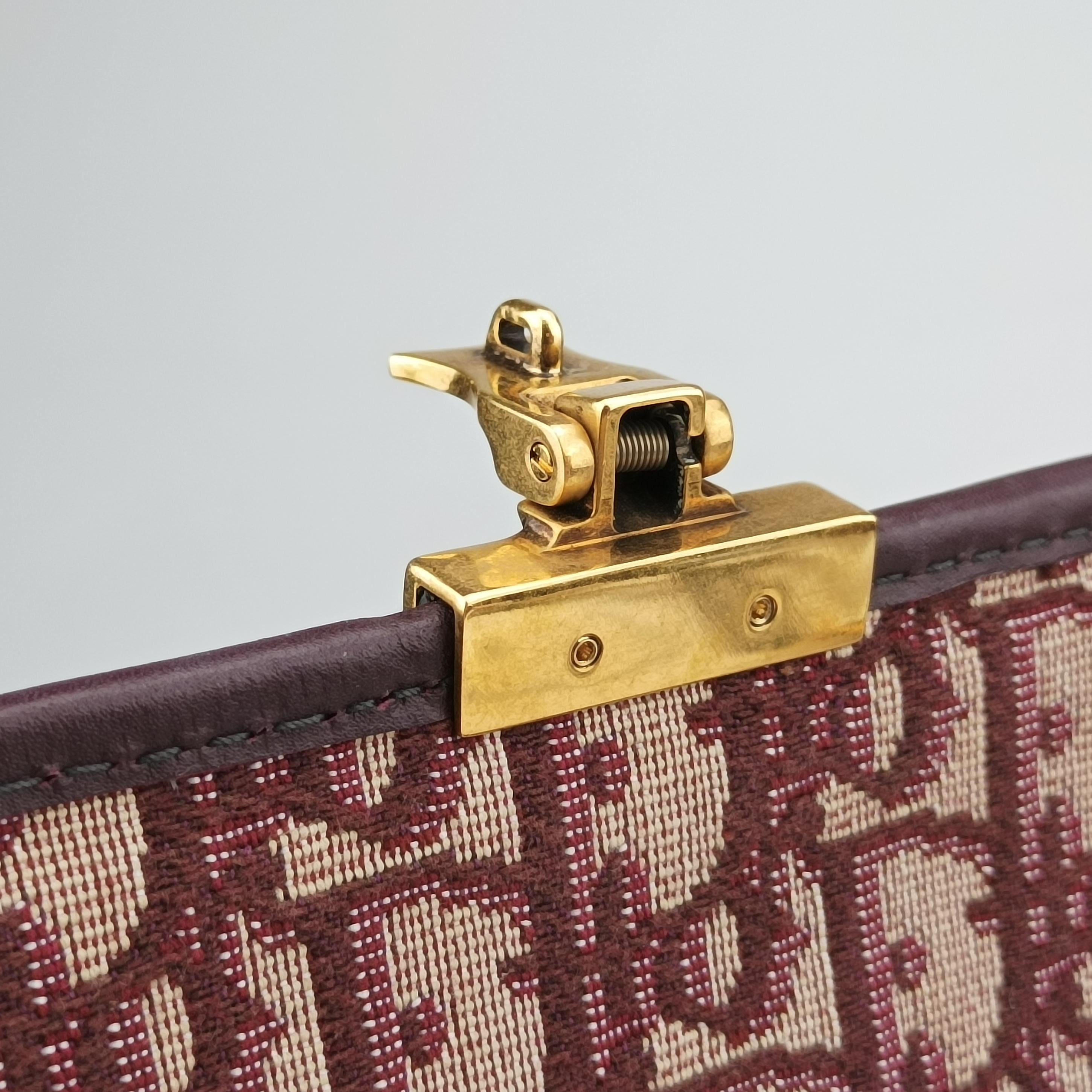 Pre-owned Christian Dior Dioraddict Burgundy×Beige Jacquard  shoulderbag | stylenewstar