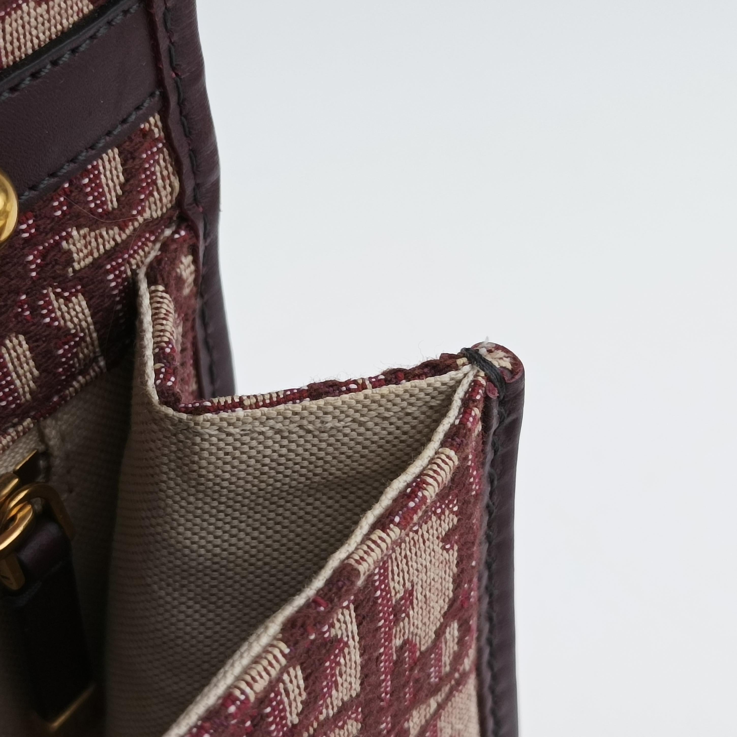 Pre-owned Christian Dior Dioraddict Burgundy×Beige Jacquard  shoulderbag | stylenewstar
