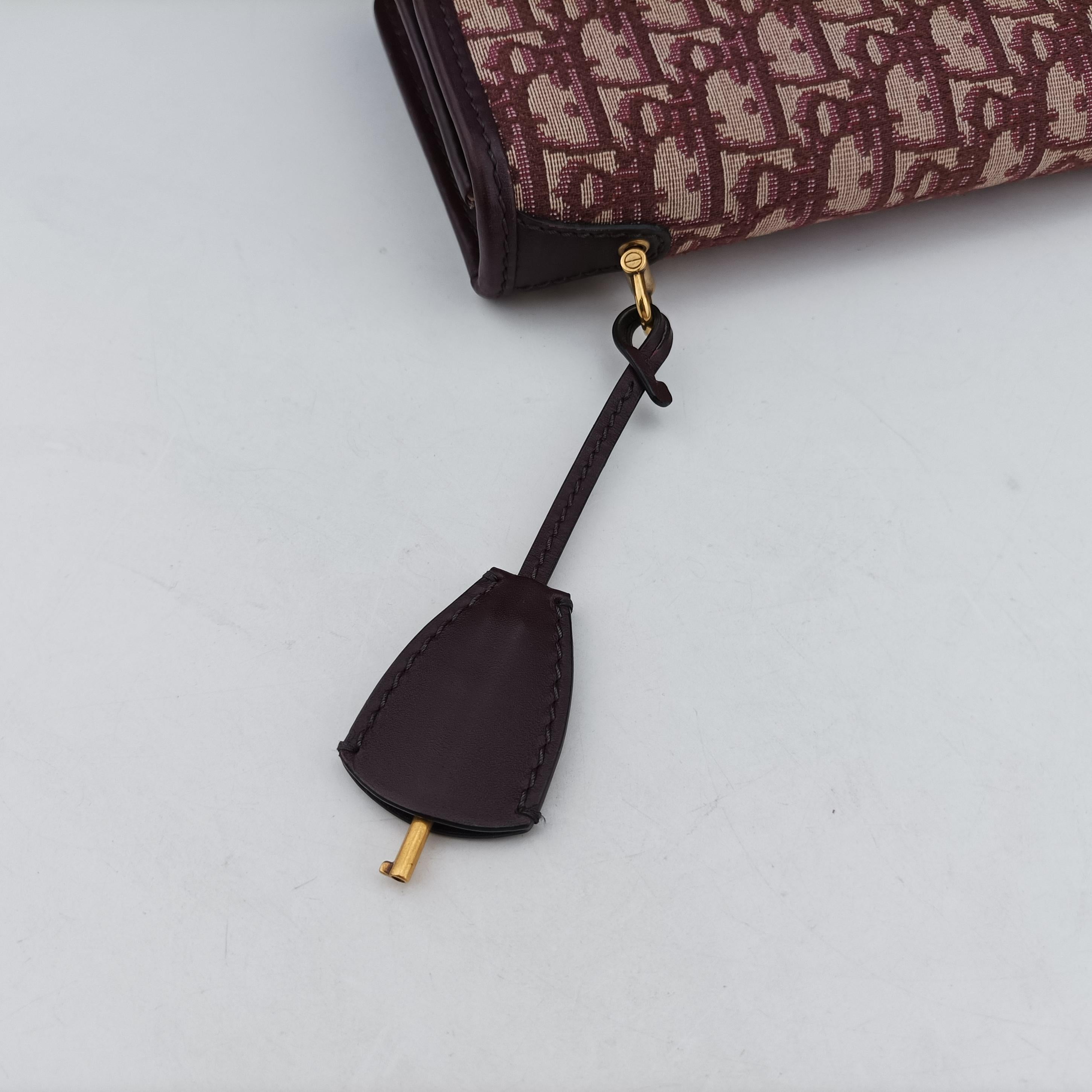 Pre-owned Christian Dior Dioraddict Burgundy×Beige Jacquard  shoulderbag | stylenewstar