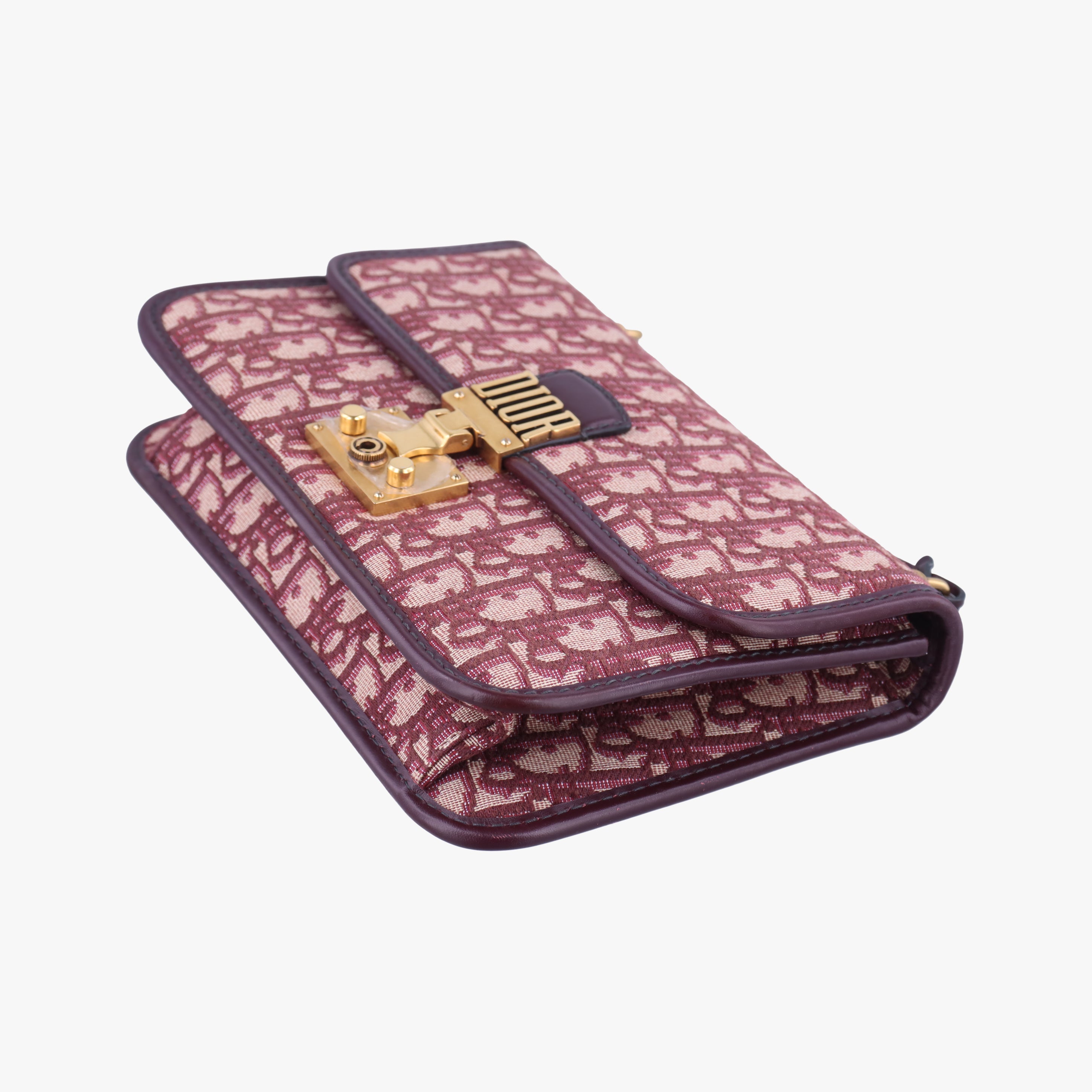 Pre-owned Christian Dior Dioraddict Burgundy×Beige Jacquard  shoulderbag | stylenewstar