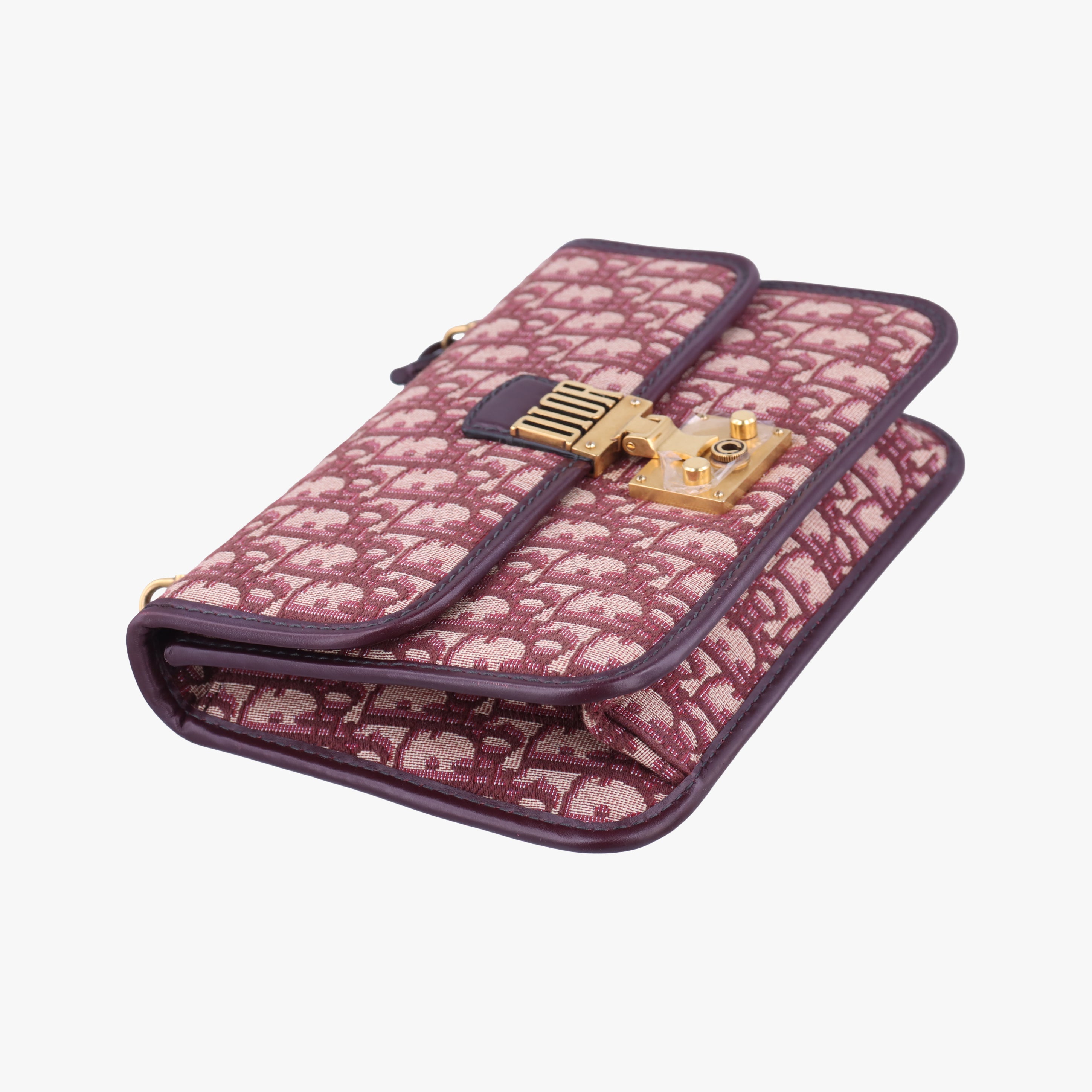 Pre-owned Christian Dior Dioraddict Burgundy×Beige Jacquard  shoulderbag | stylenewstar