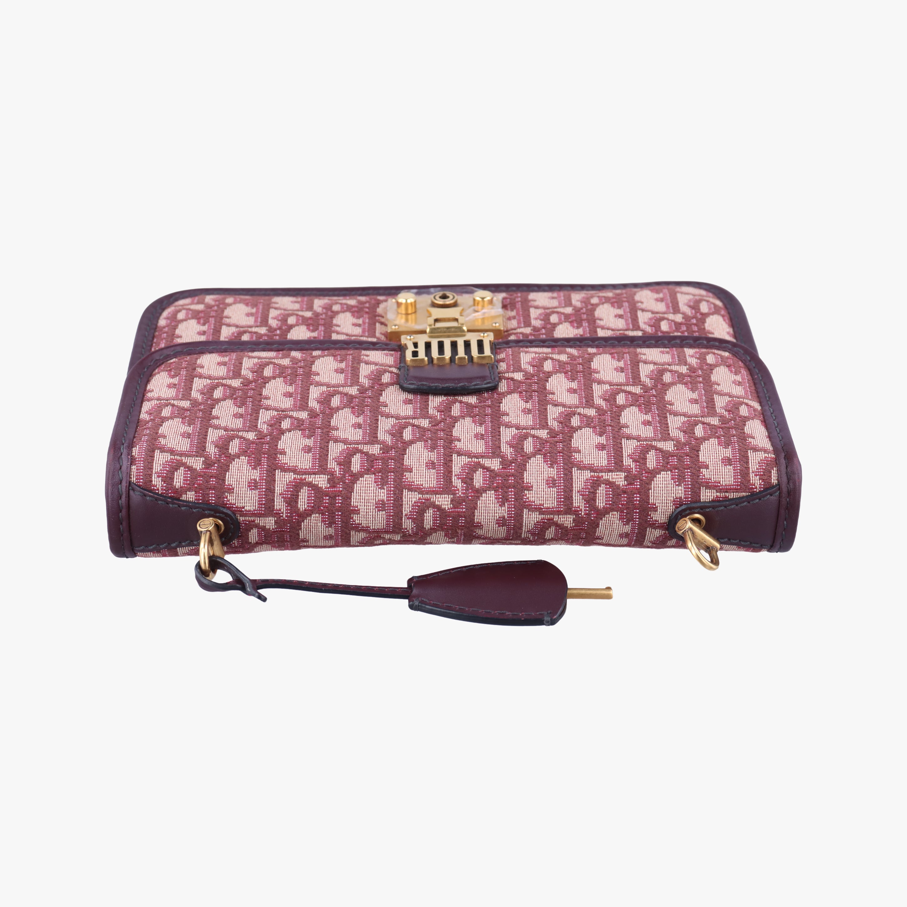 Pre-owned Christian Dior Dioraddict Burgundy×Beige Jacquard  shoulderbag | stylenewstar