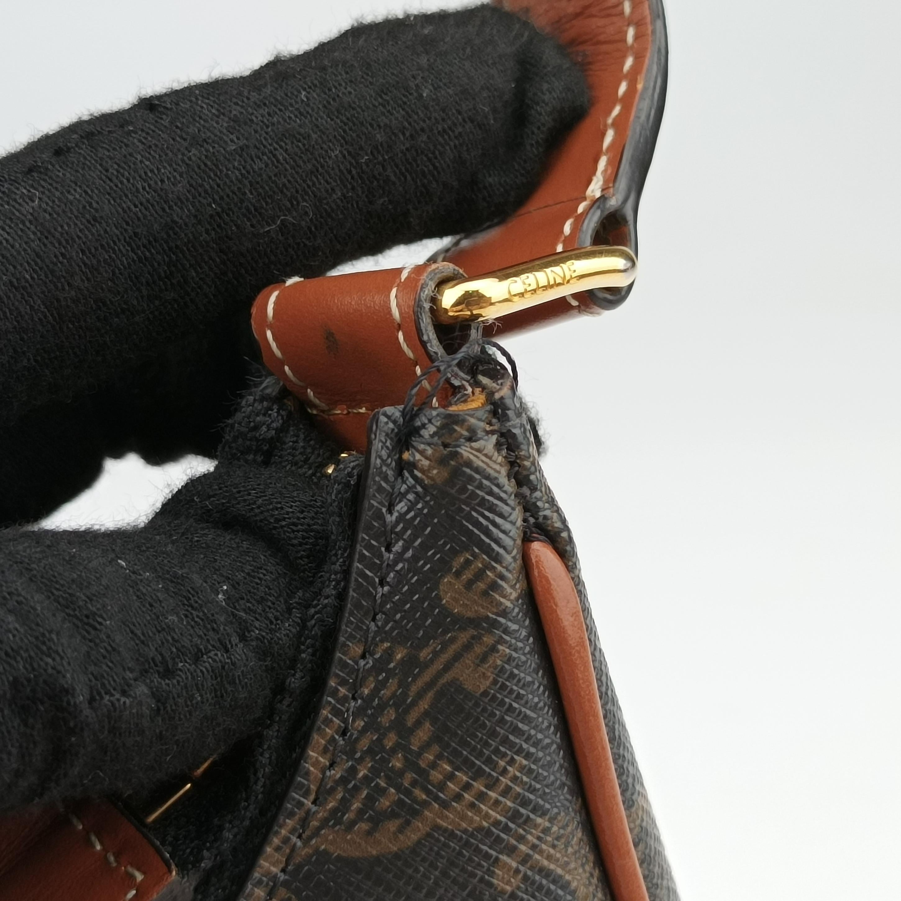 Pre-owned Celine Ava Triomphe Brown PVC coated canvas  shoulderbag | stylenewstar