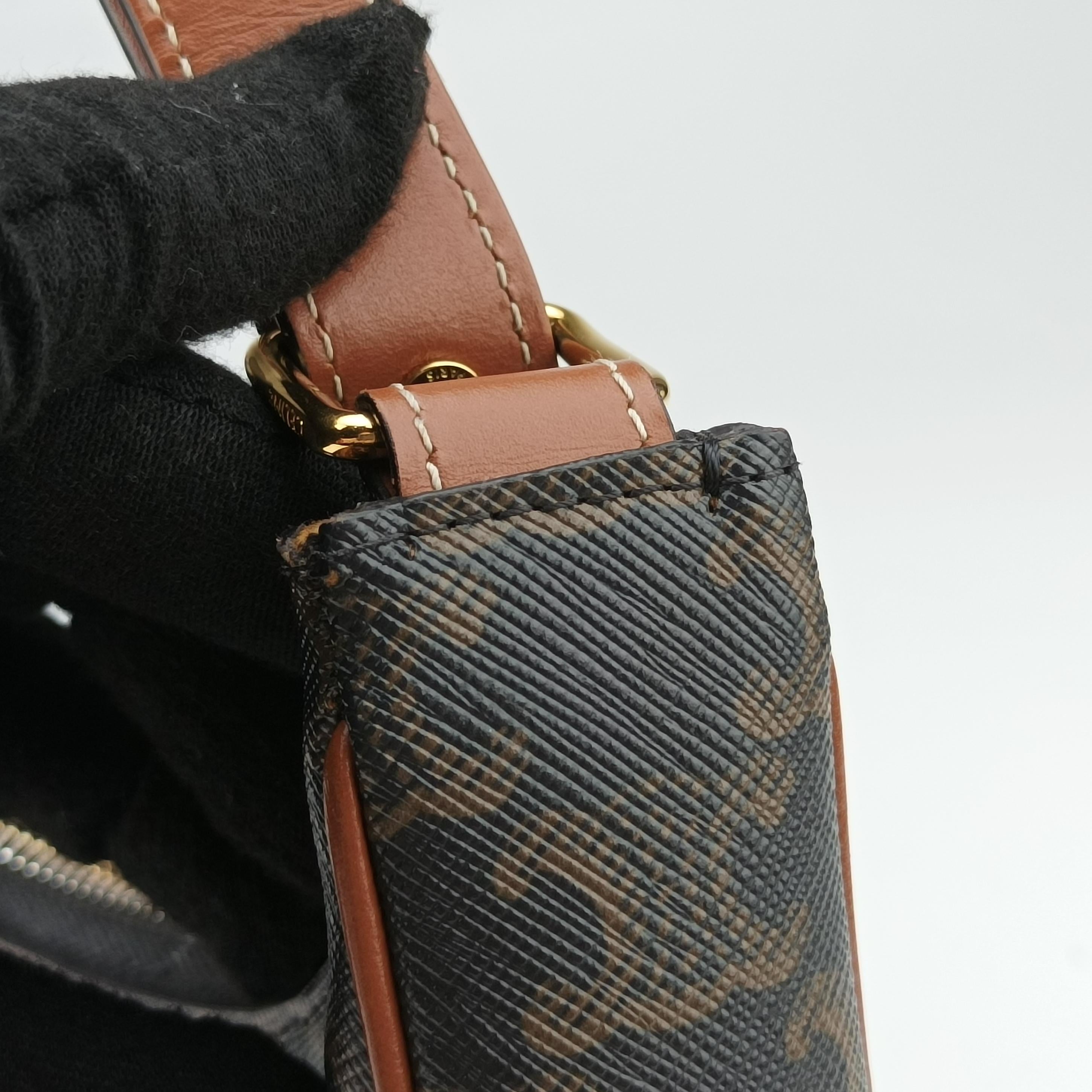 Pre-owned Celine Ava Triomphe Brown PVC coated canvas  shoulderbag | stylenewstar